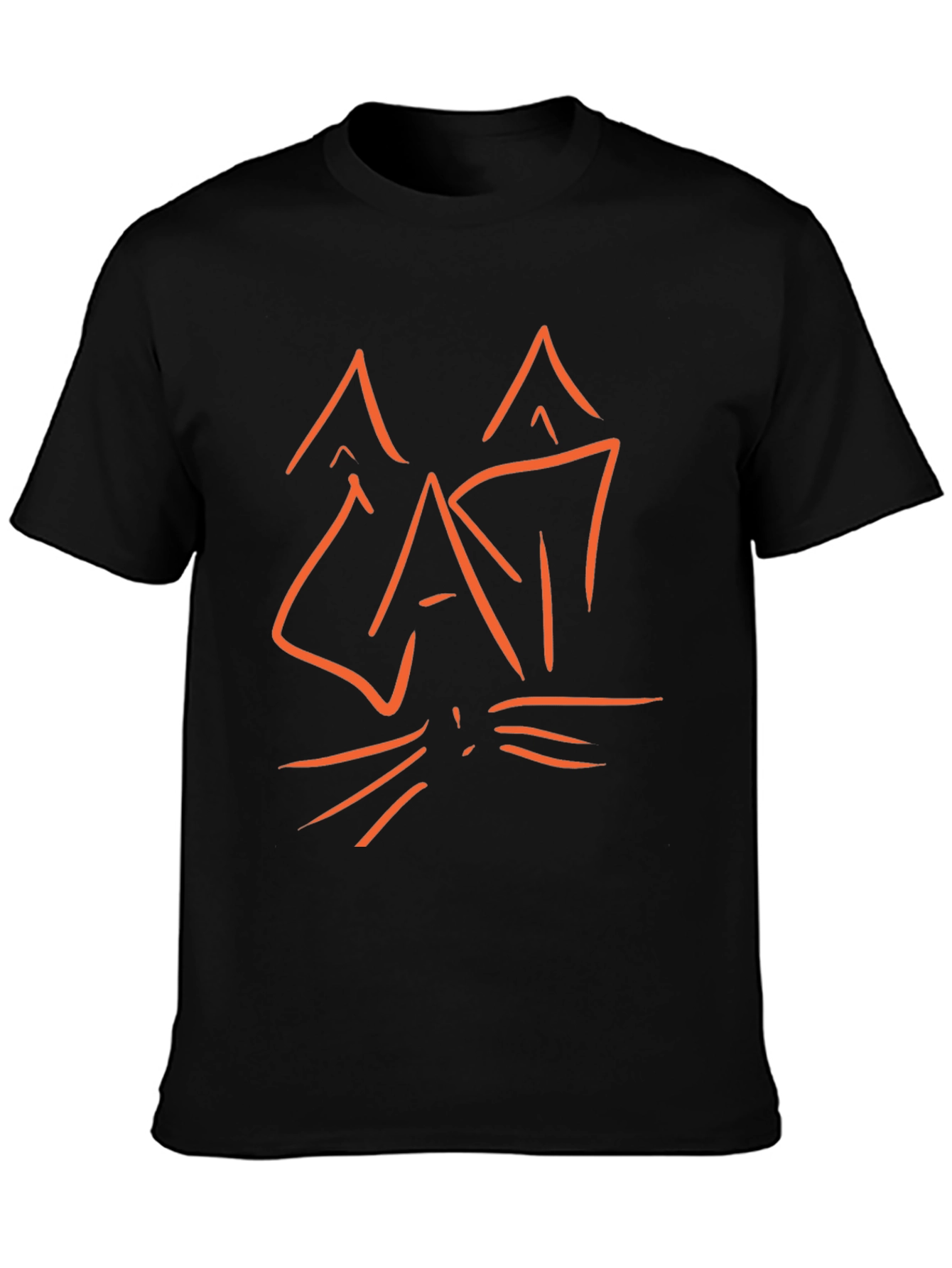 Abstract Cat Graphic Tee - Black Cotton T-Shirt