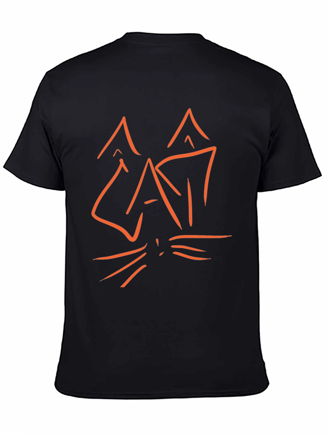 Abstract Cat Graphic Tee - Black Cotton T-Shirt