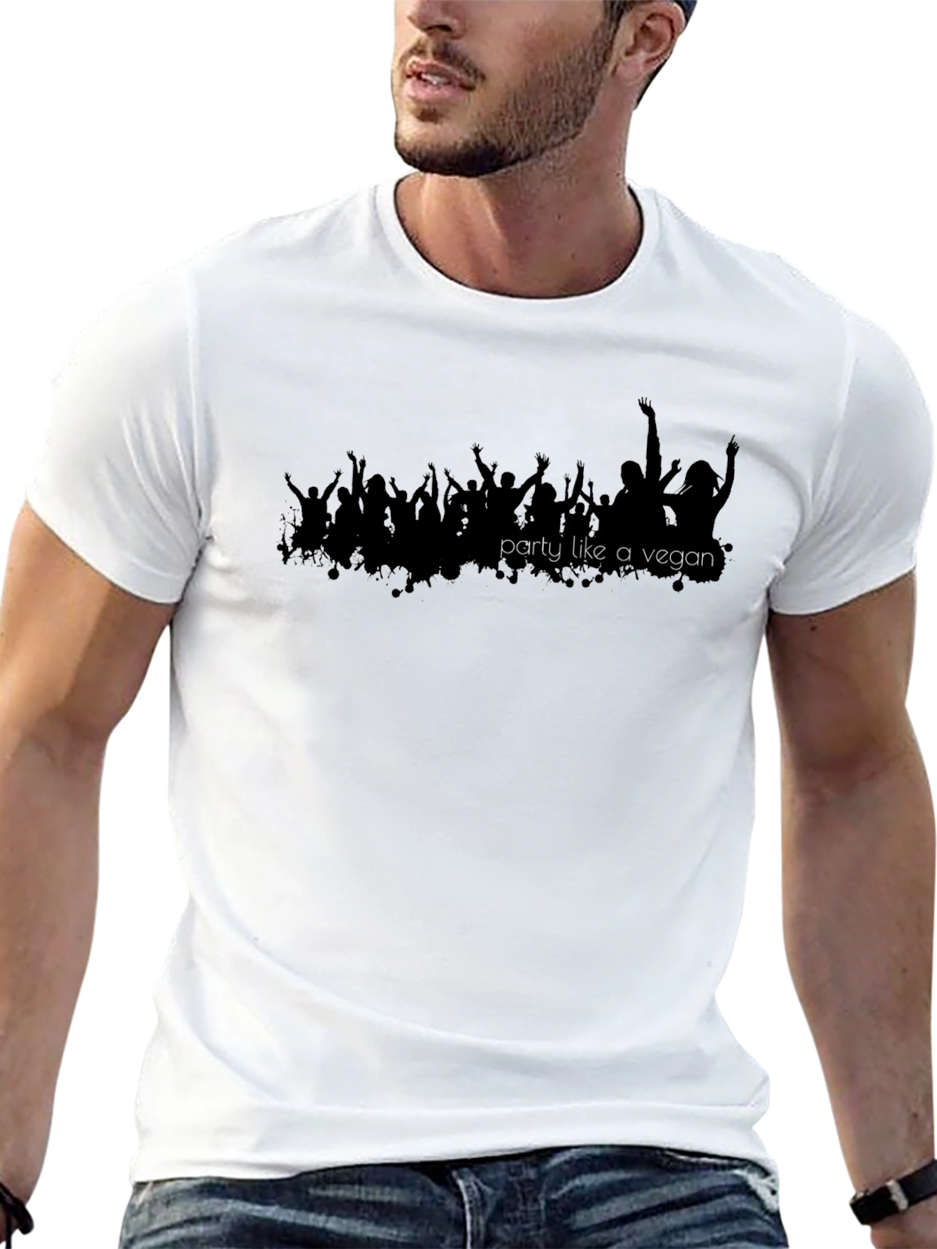 Party Like a Vegan T-Shirt - Black Crew Neck Tee