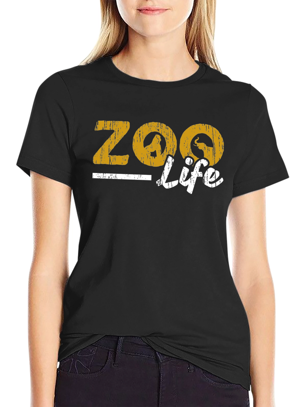 Zoo Life Graphic Print Black T-Shirt