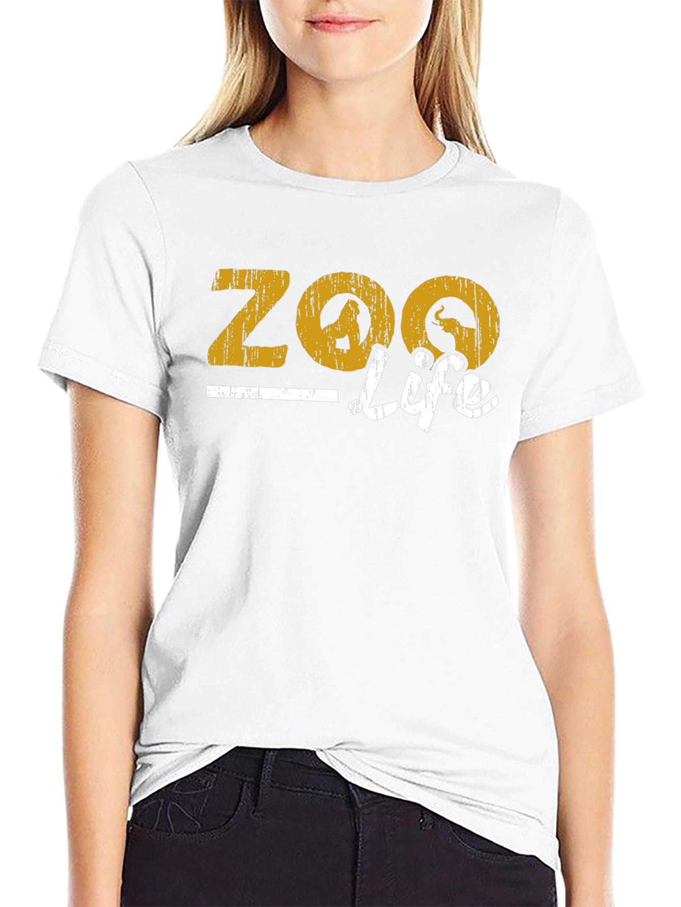 Zoo Life Graphic Print Black T-Shirt