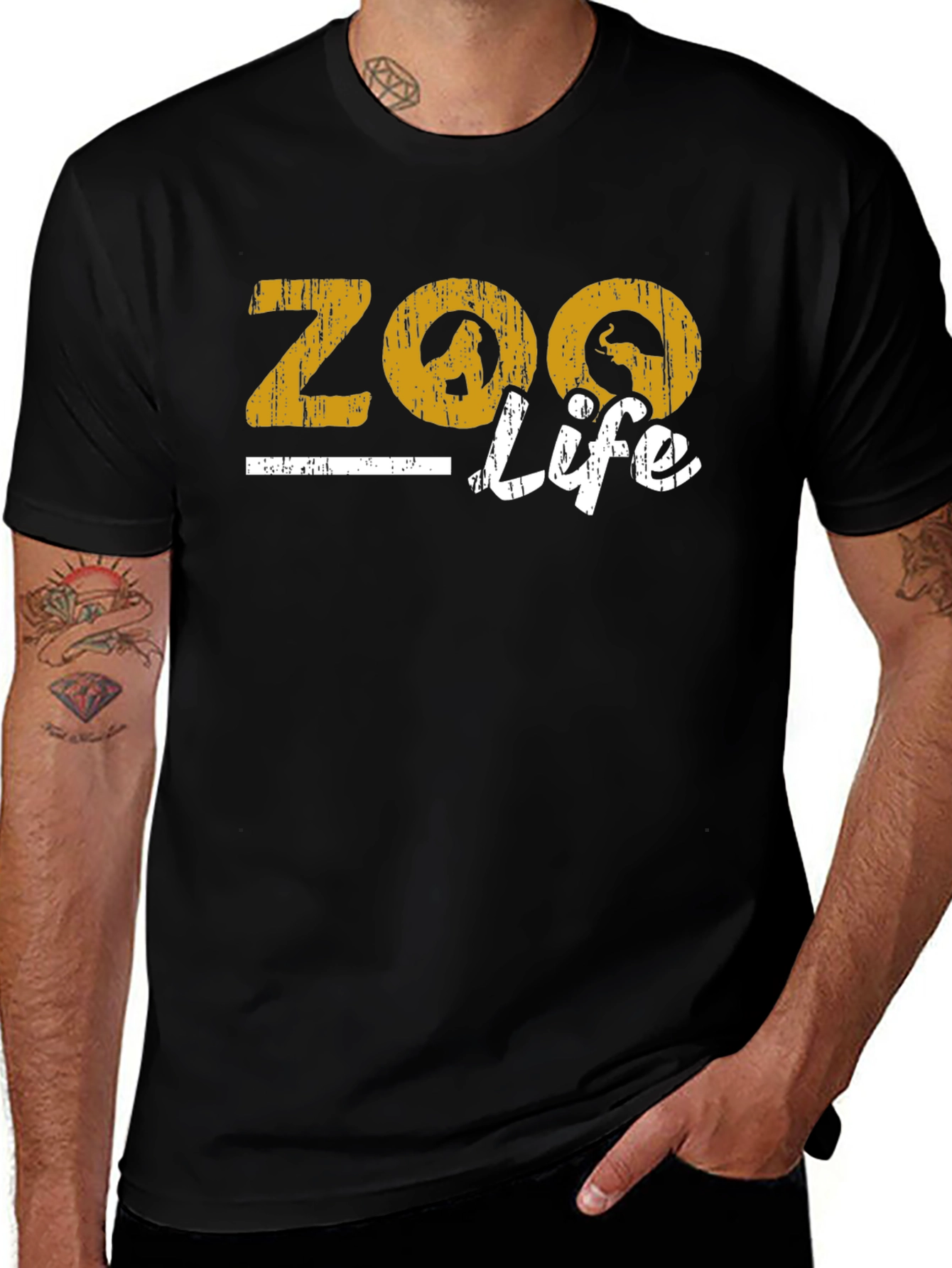 Zoo Life Graphic Print Black T-Shirt