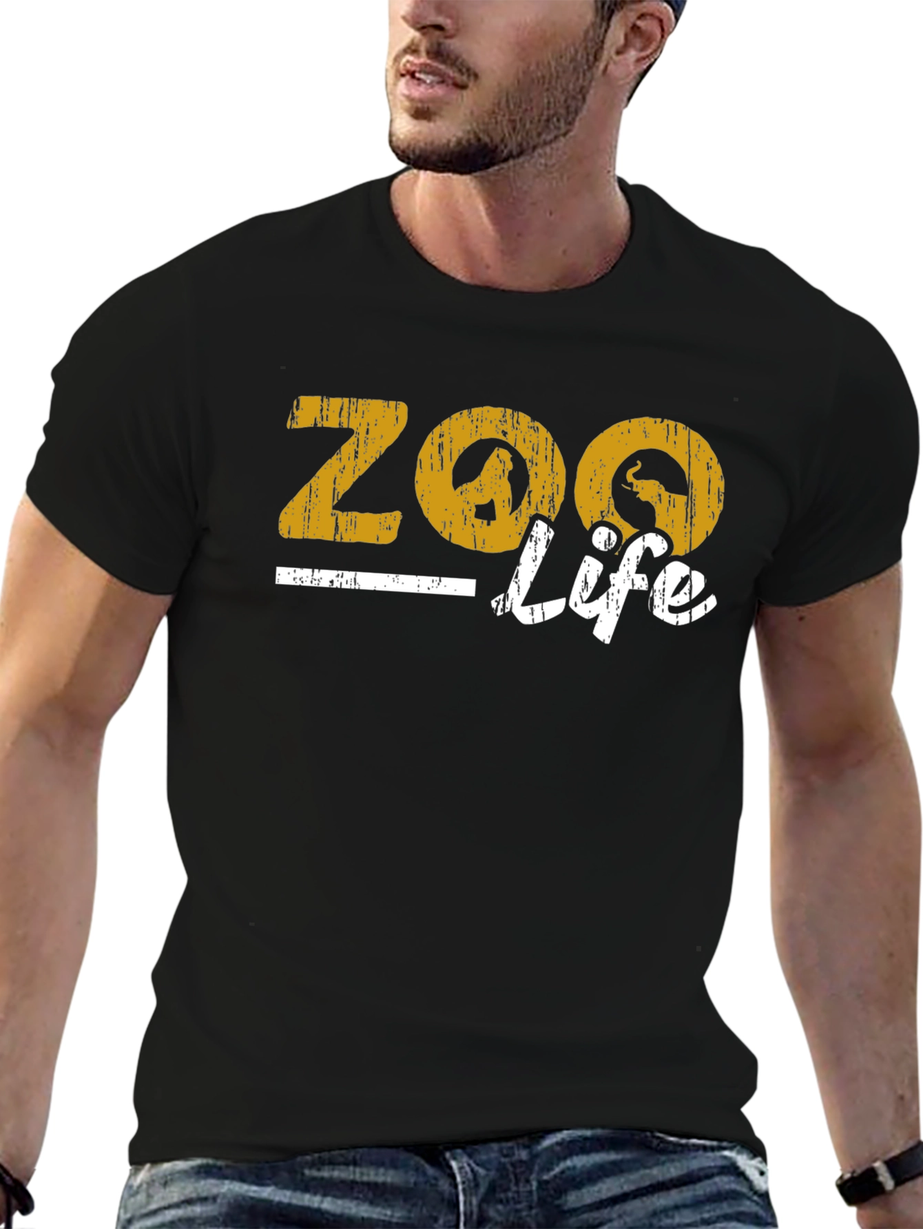 Zoo Life Graphic Print Black T-Shirt