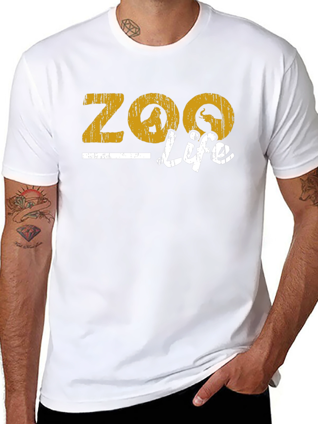 Zoo Life Graphic Print Black T-Shirt