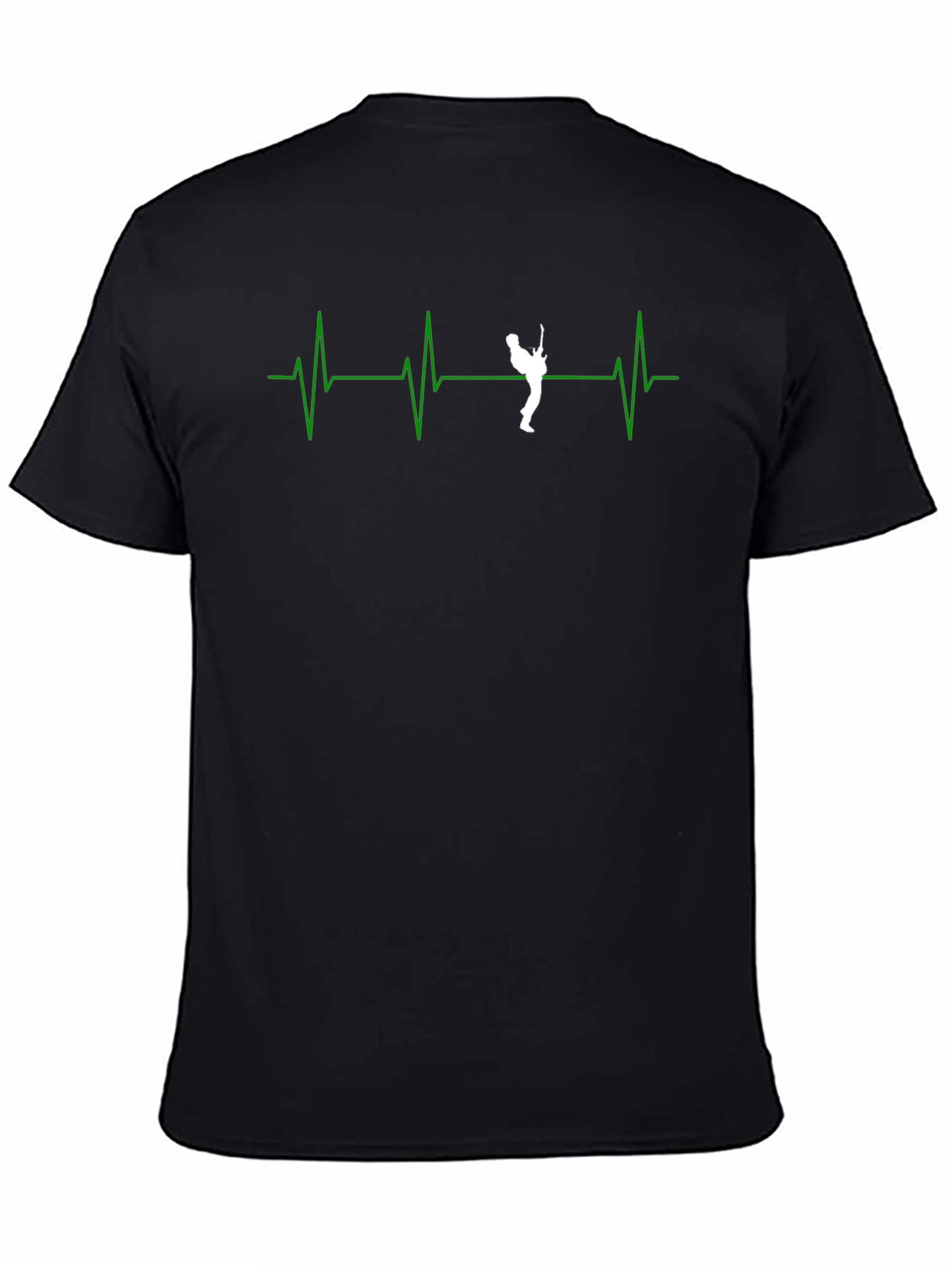 Guitar Heartbeat Graphic T-Shirt - Black