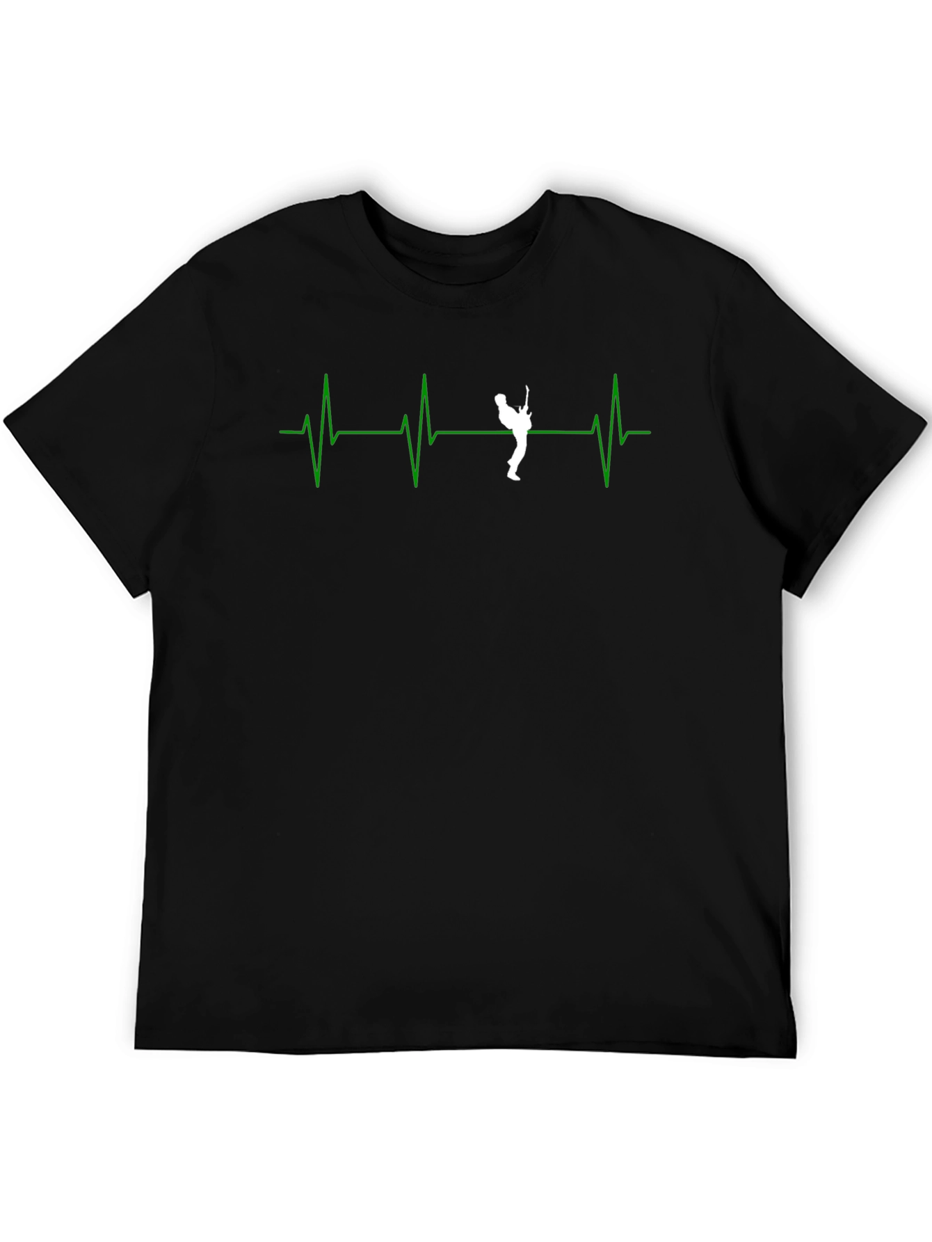 Guitar Heartbeat Graphic T-Shirt - Black