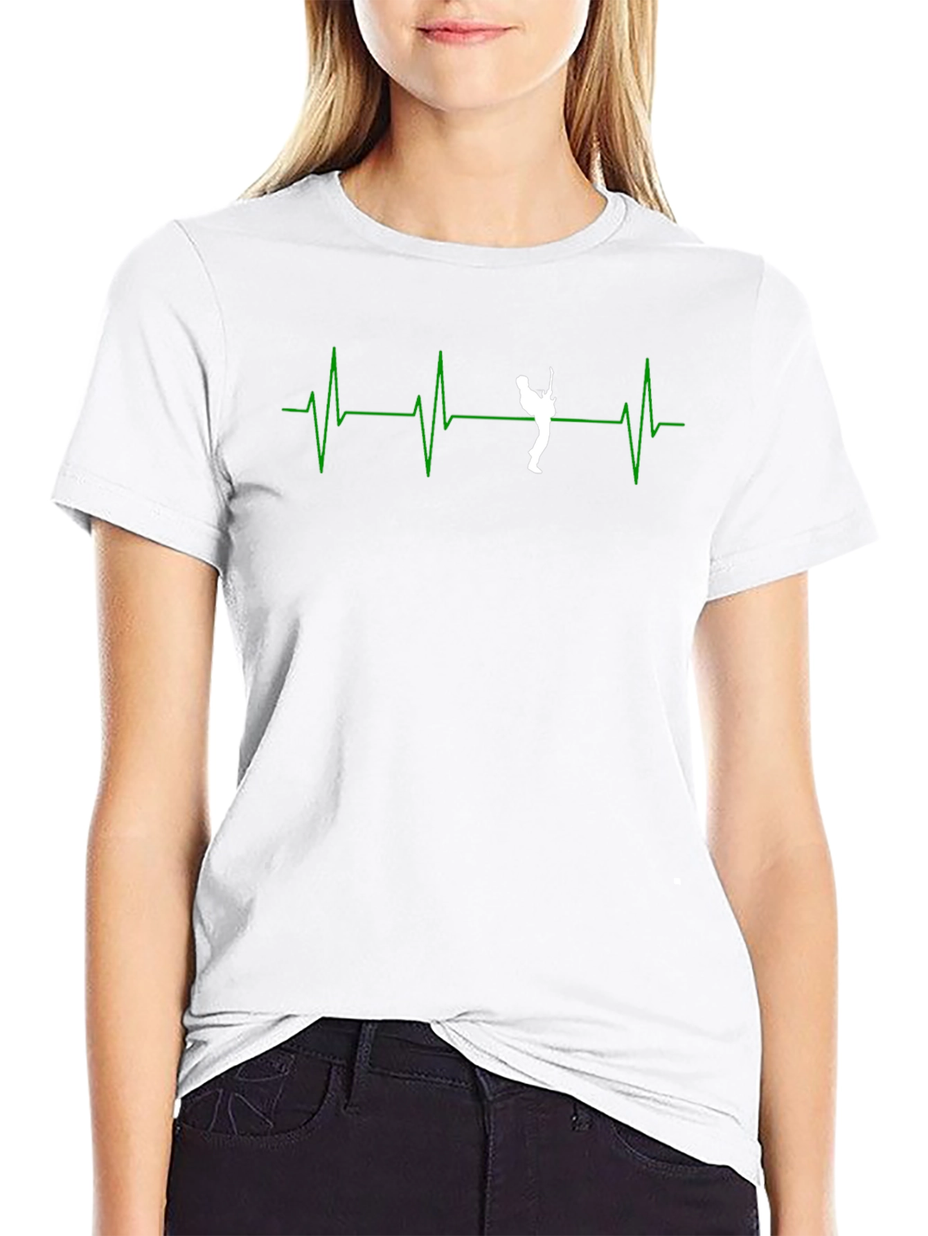 Guitar Heartbeat Graphic T-Shirt - Black