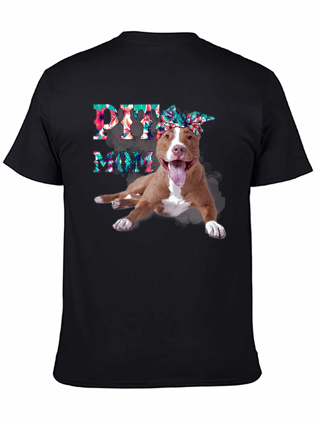 Pitbull Mom T-Shirt - Floral Design