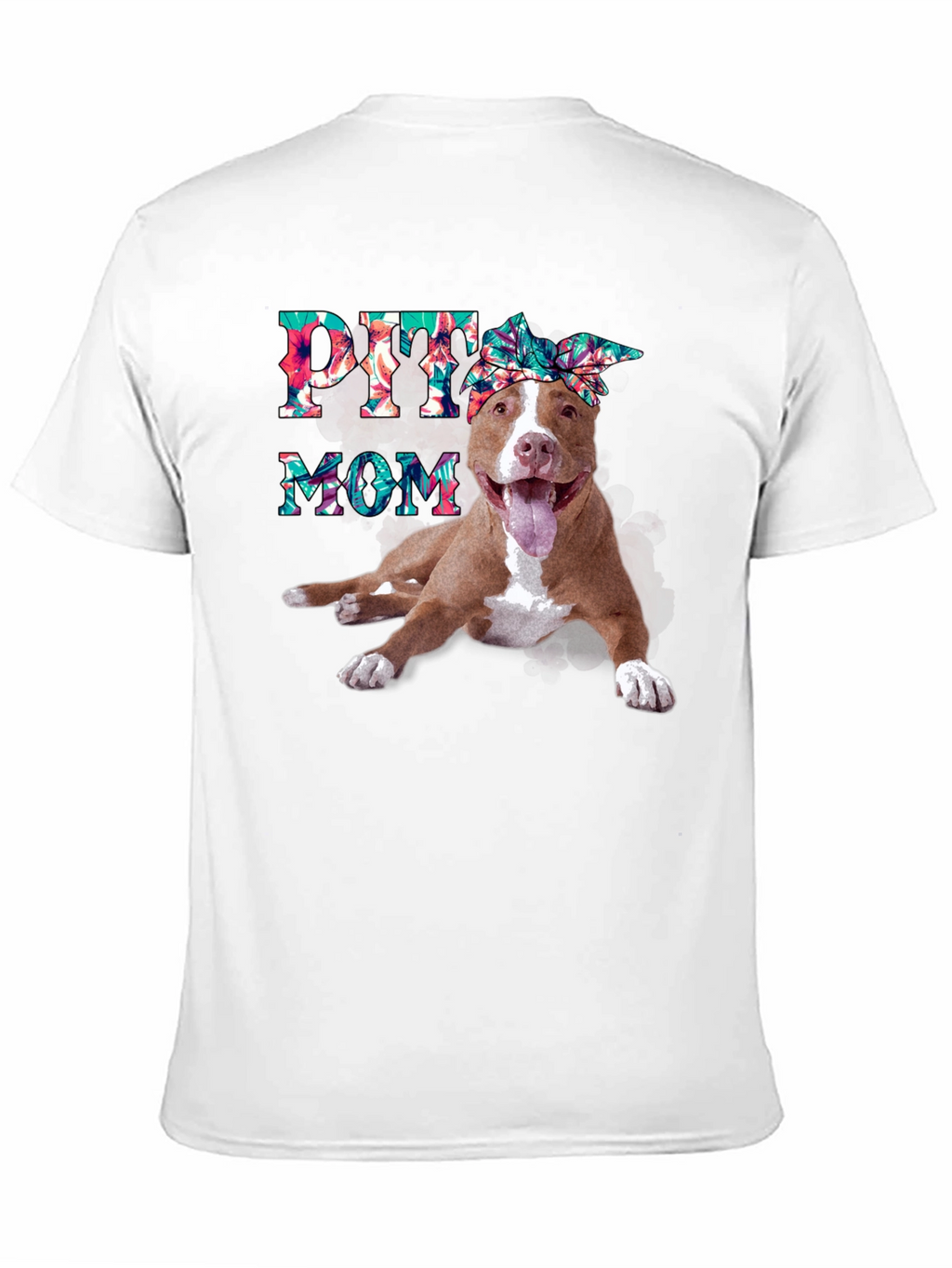 Pitbull Mom T-Shirt - Floral Design