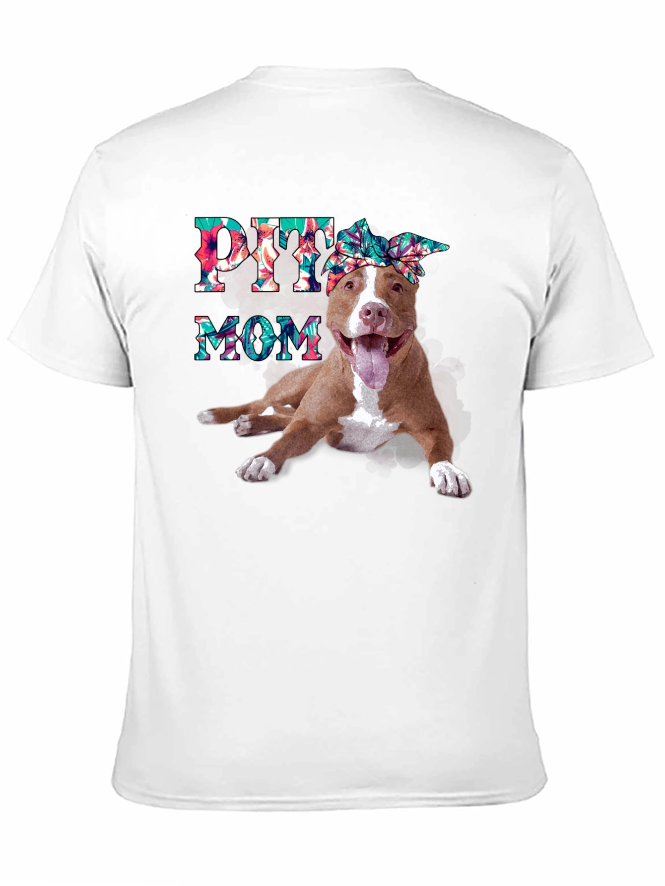 Pitbull Mom T-Shirt - Floral Design