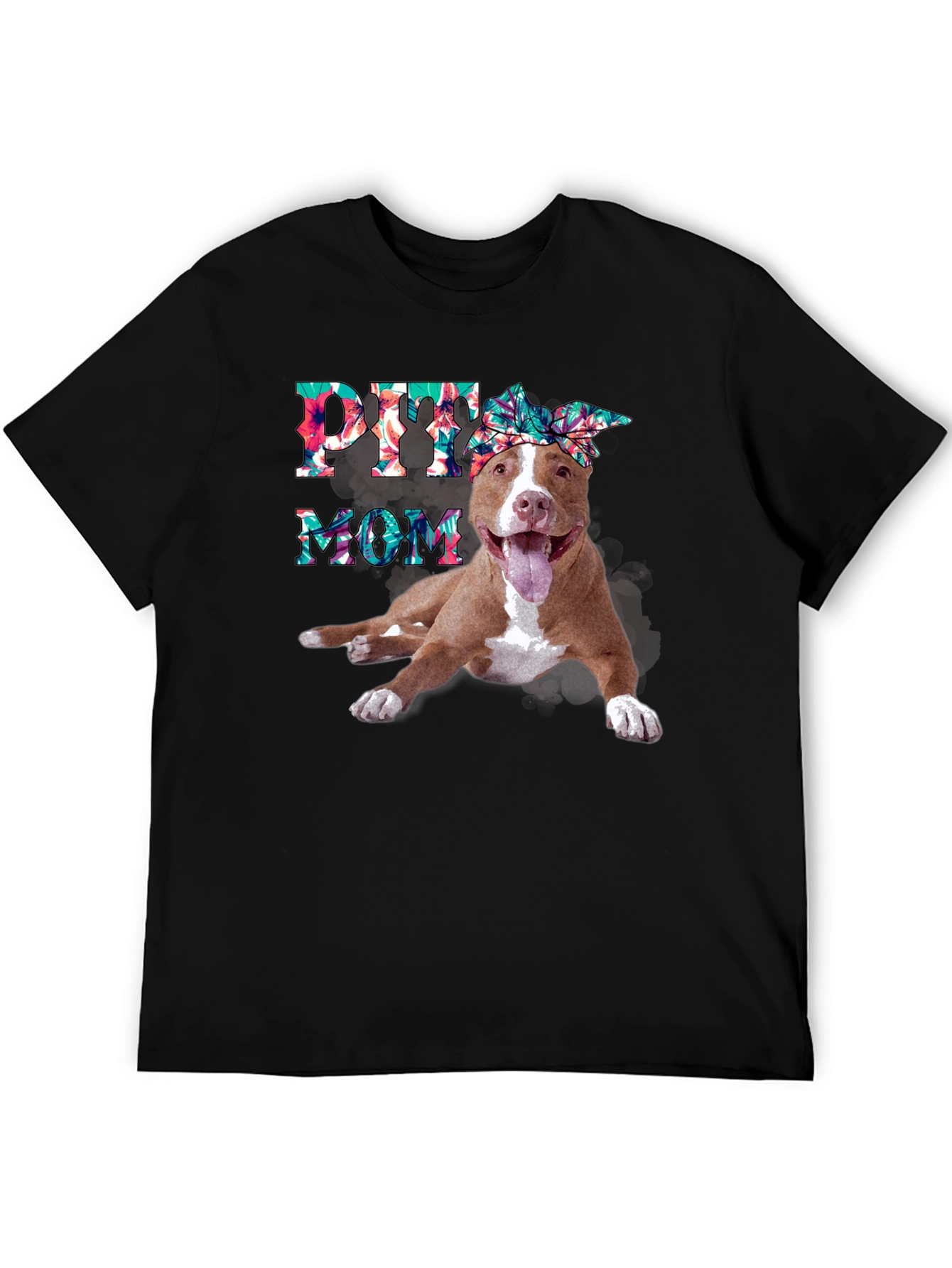 Pitbull Mom T-Shirt - Floral Design