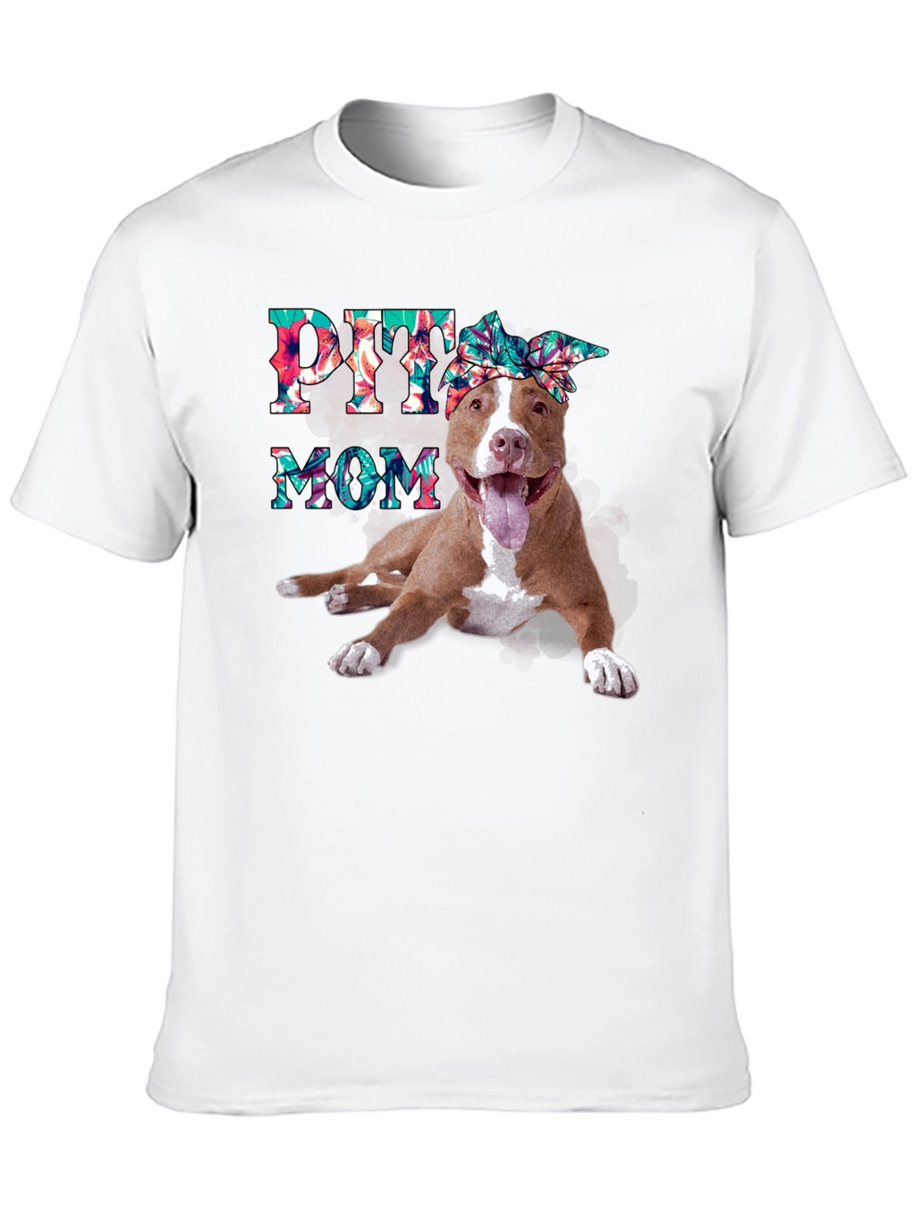 Pitbull Mom T-Shirt - Floral Design
