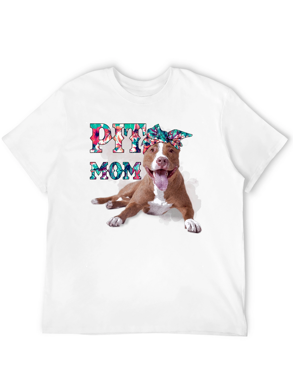 Pitbull Mom T-Shirt - Floral Design