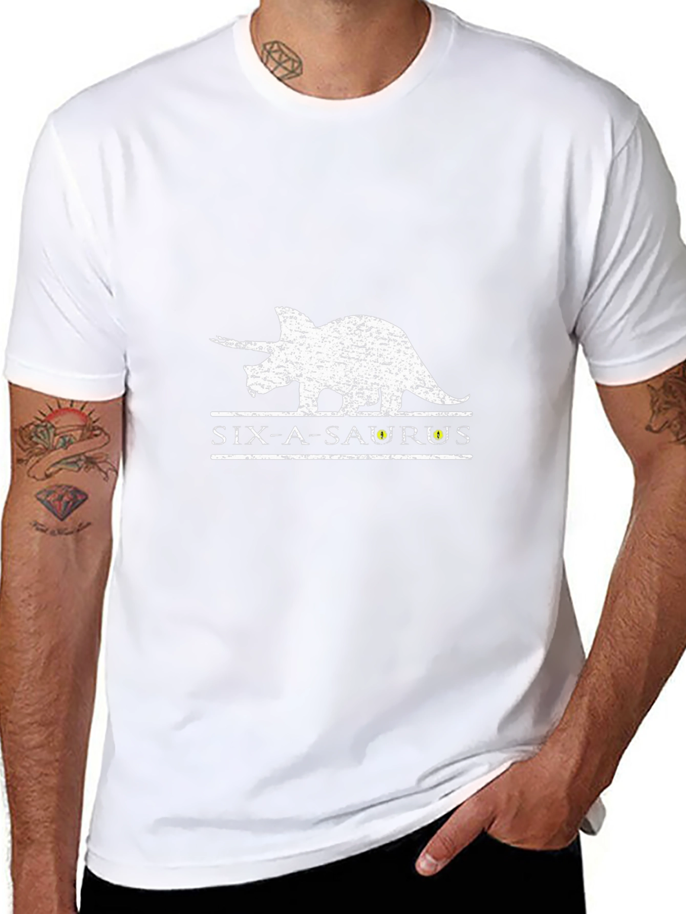 Six-A-Saurus Dinosaur Graphic T-Shirt