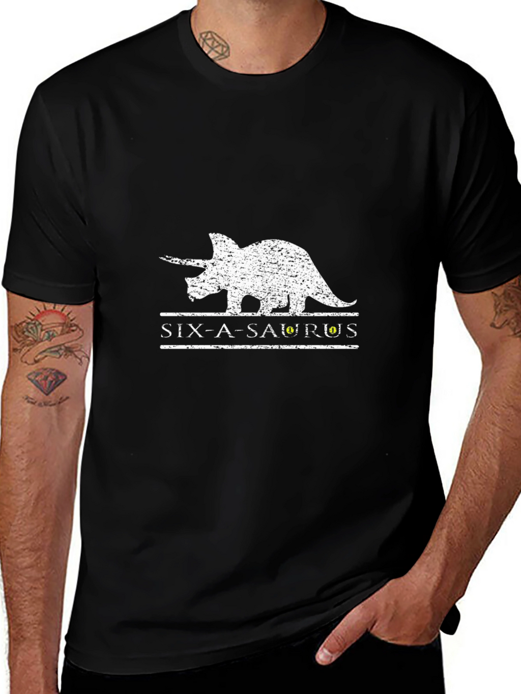 Six-A-Saurus Dinosaur Graphic T-Shirt