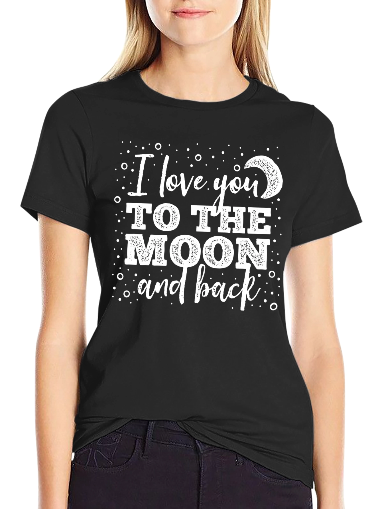I Love You to the Moon and Back Black T-Shirt
