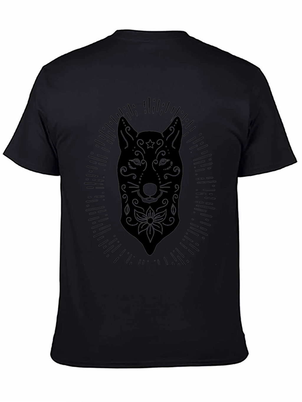 Mens Black Wolf Sugar Skull T-Shirt