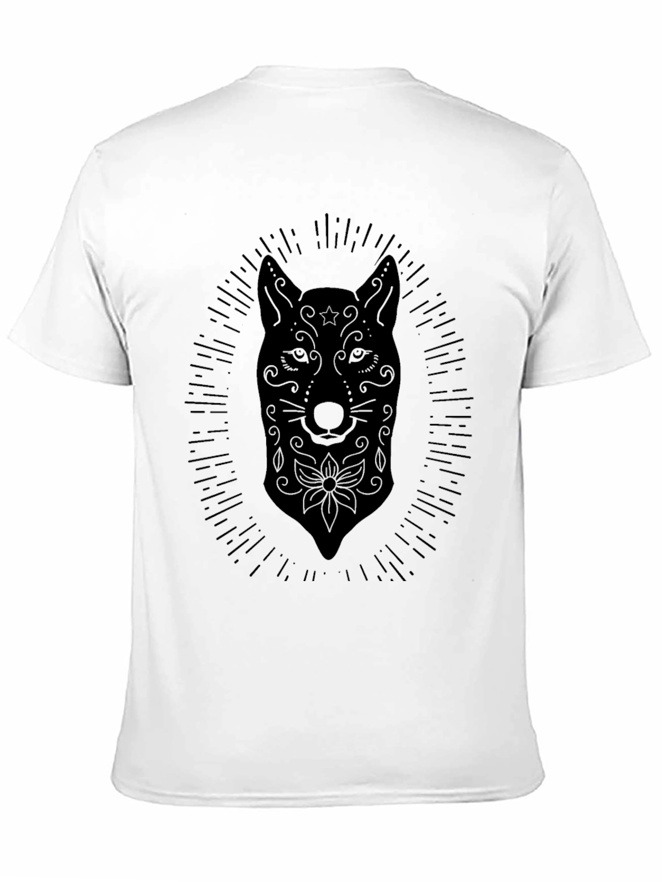 Mens Black Wolf Sugar Skull T-Shirt