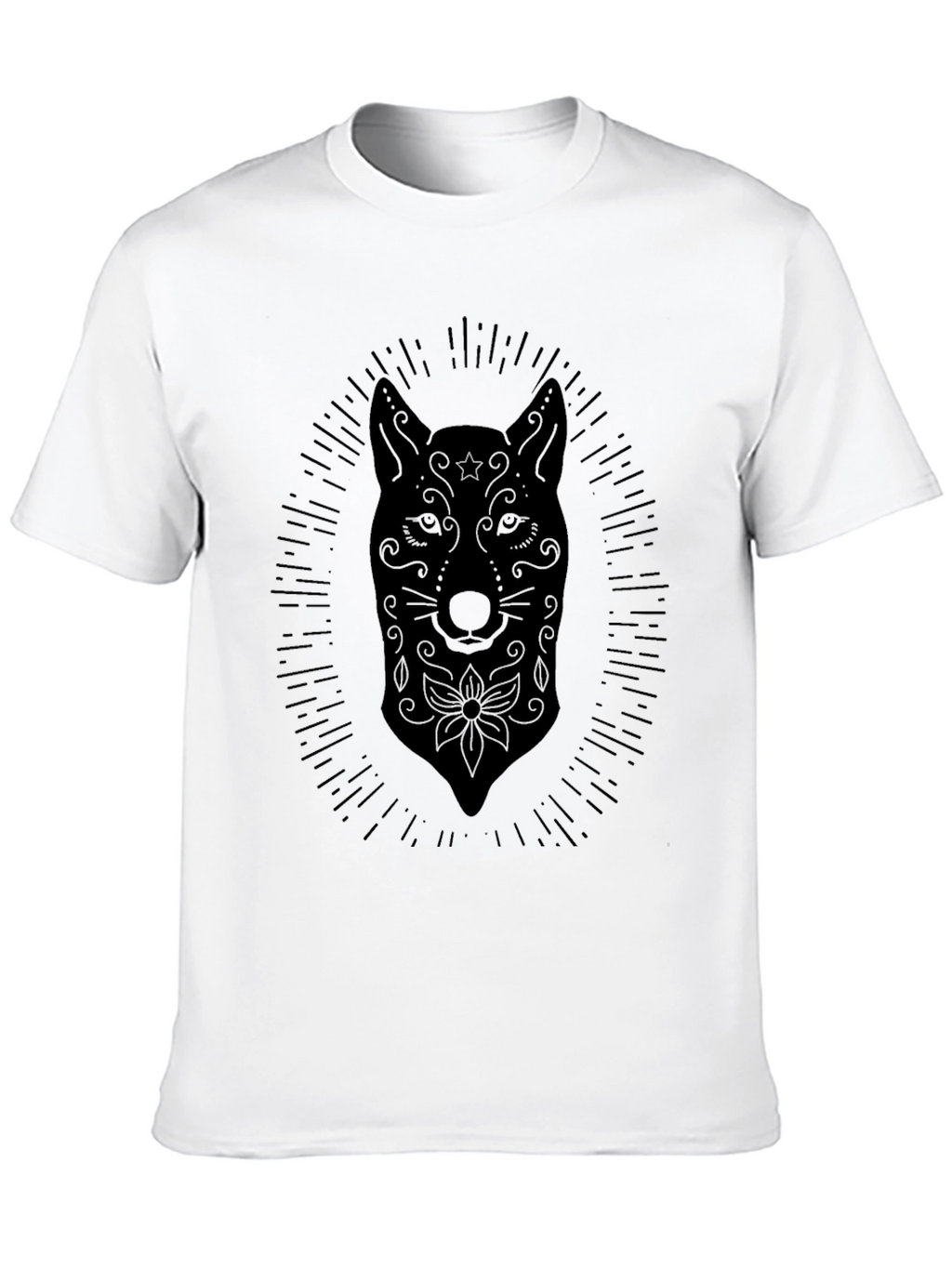Mens Black Wolf Sugar Skull T-Shirt