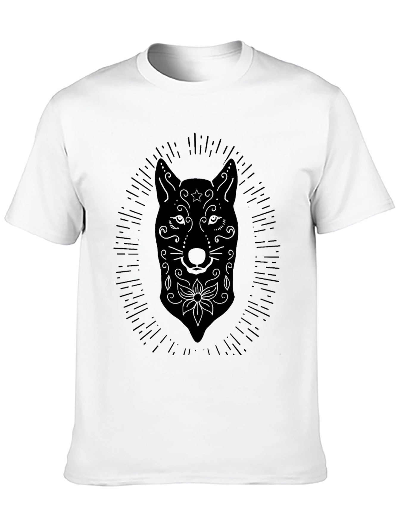 Mens Black Wolf Sugar Skull T-Shirt
