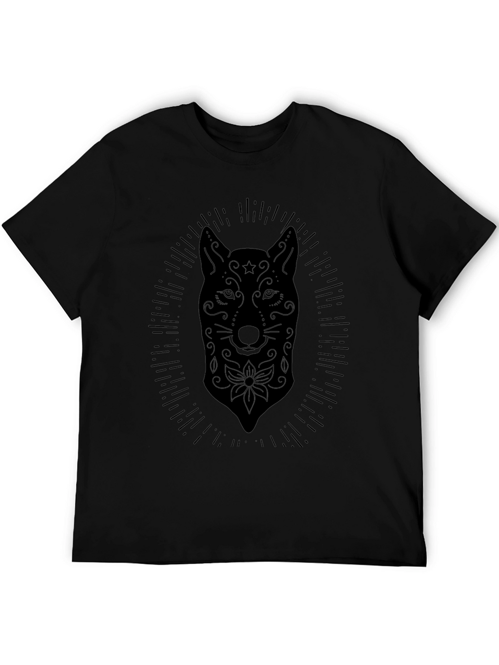 Mens Black Wolf Sugar Skull T-Shirt