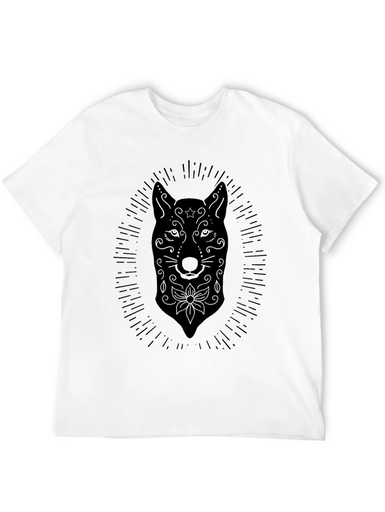 Mens Black Wolf Sugar Skull T-Shirt