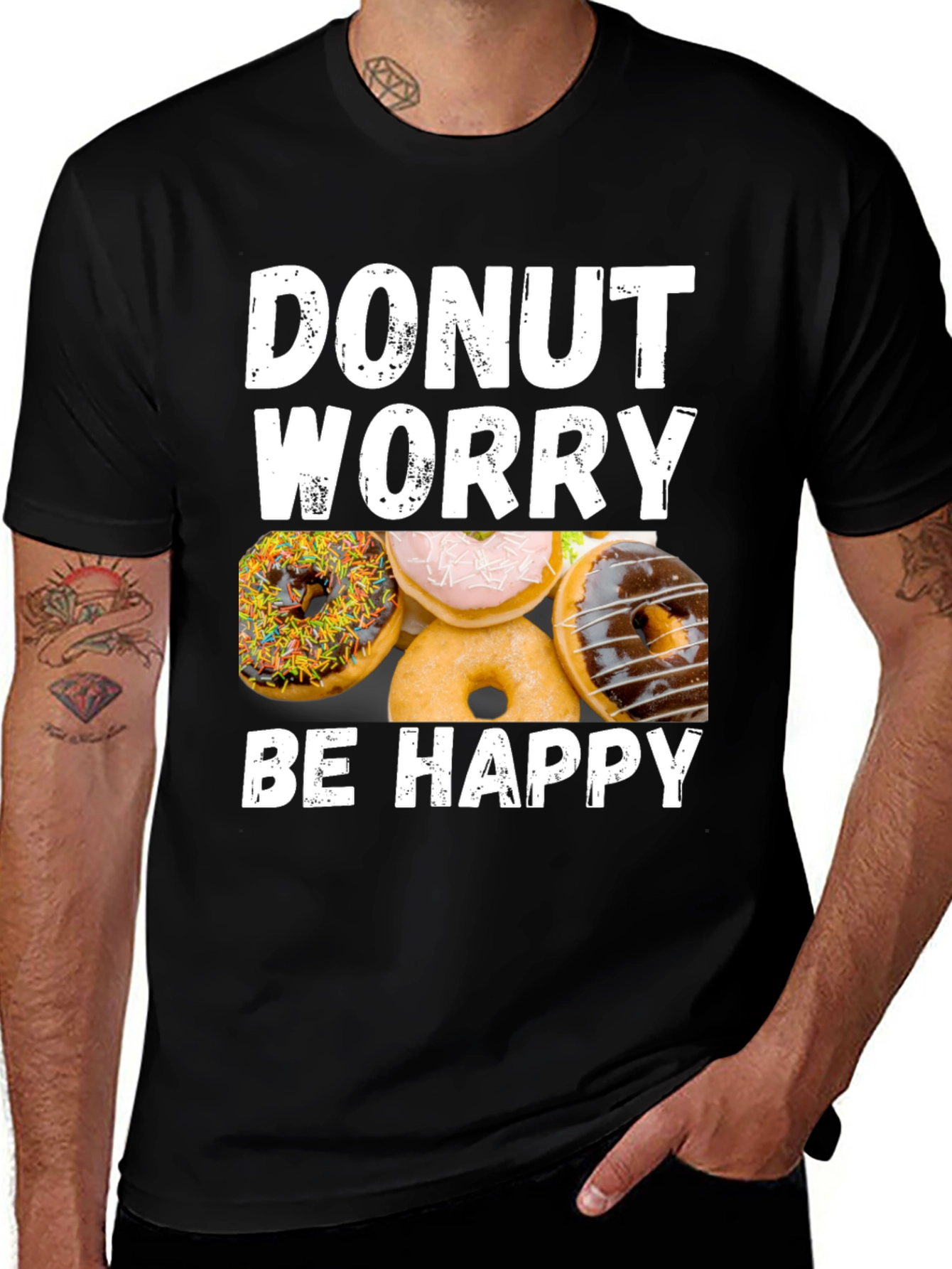 Donut Worry Be Happy Graphic T-Shirt