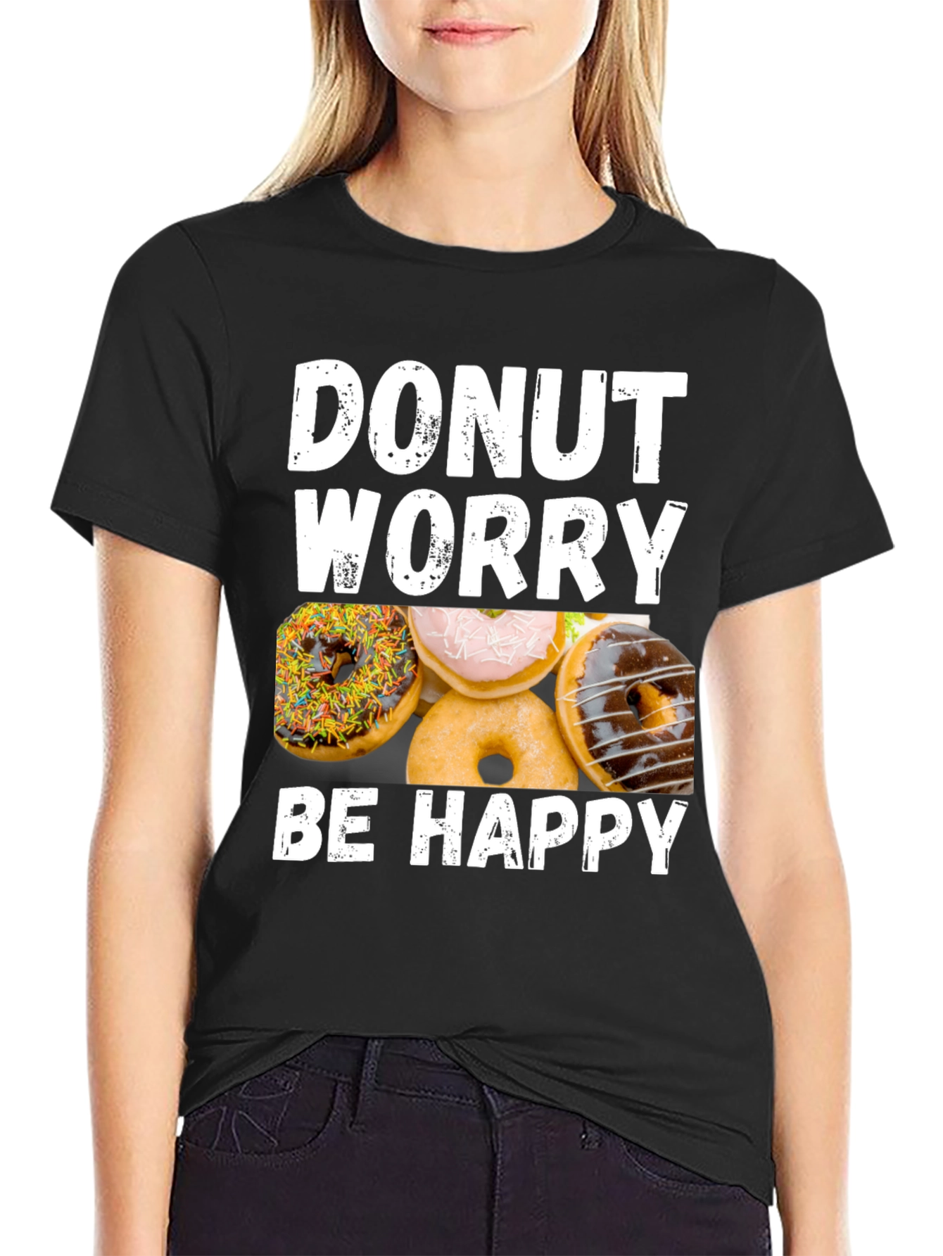 Donut Worry Be Happy Graphic T-Shirt