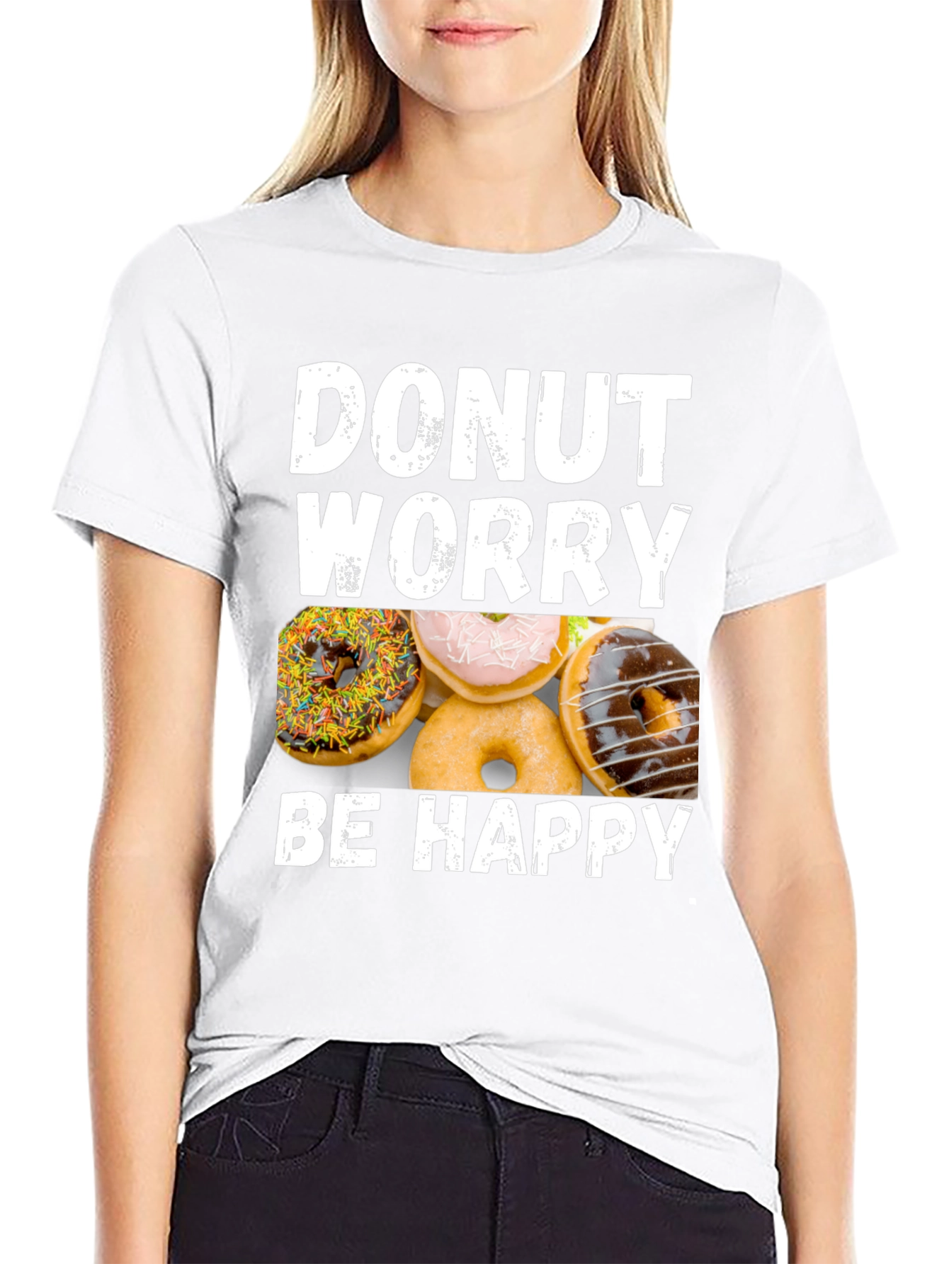 Donut Worry Be Happy Graphic T-Shirt