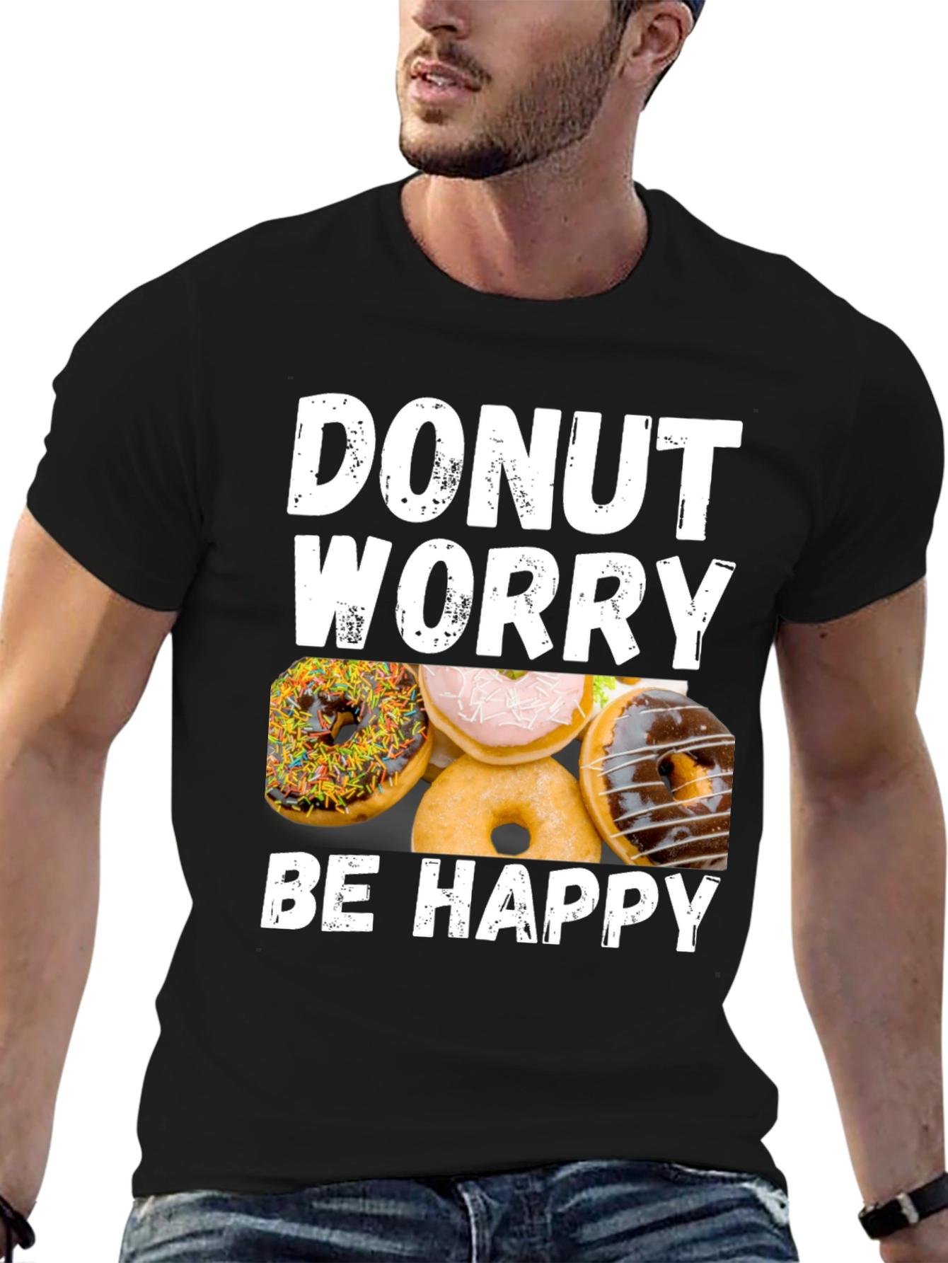 Donut Worry Be Happy Graphic T-Shirt
