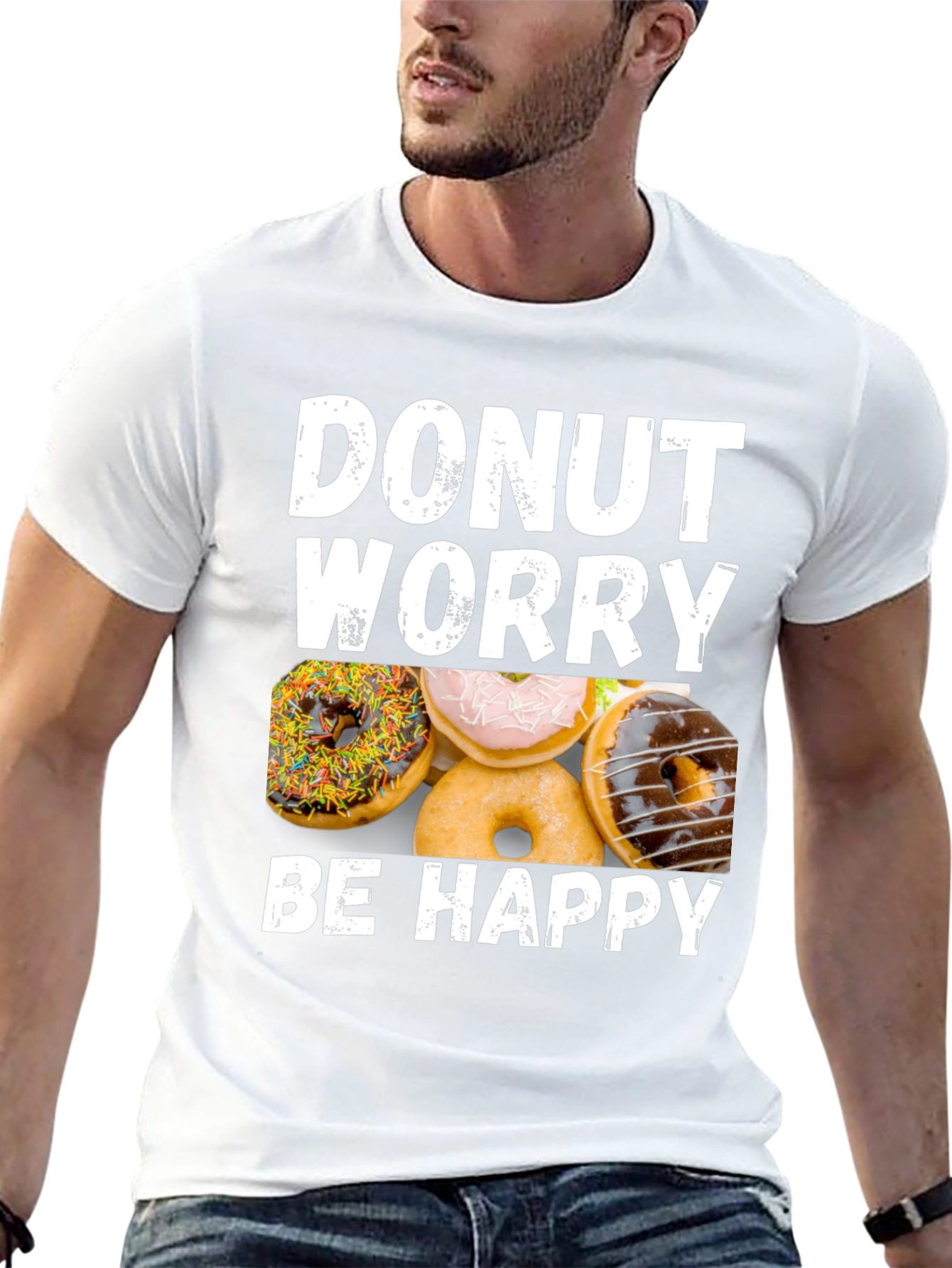 Donut Worry Be Happy Graphic T-Shirt