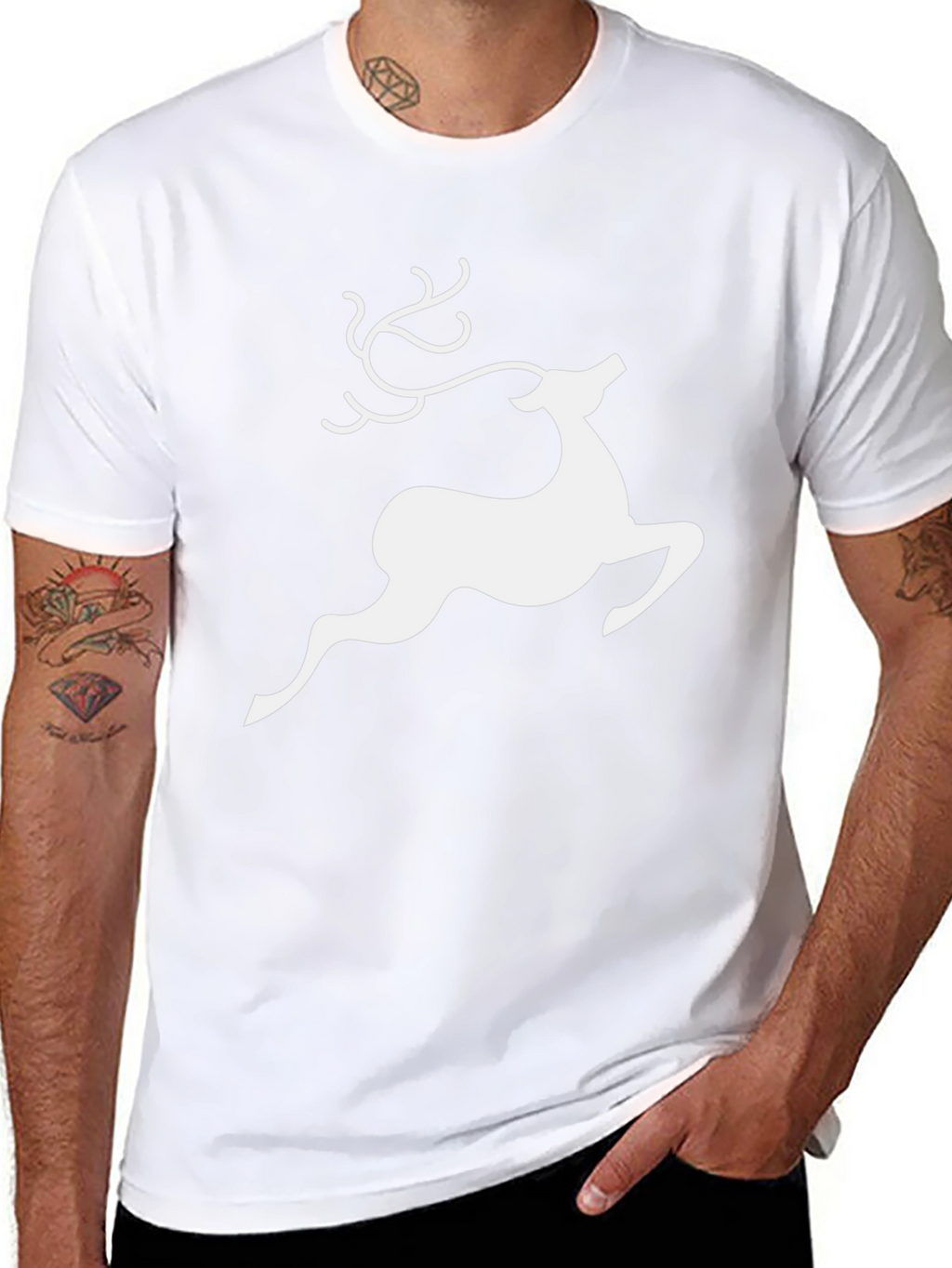 Reindeer Graphic Tee - Black Holiday Shirt