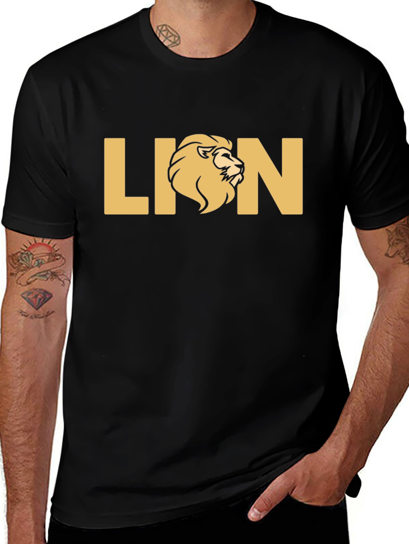 Lion Graphic Black T-Shirt