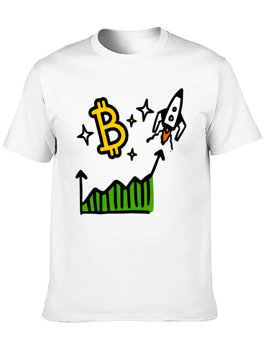 Bitcoin Rocket Chart Black T-Shirt