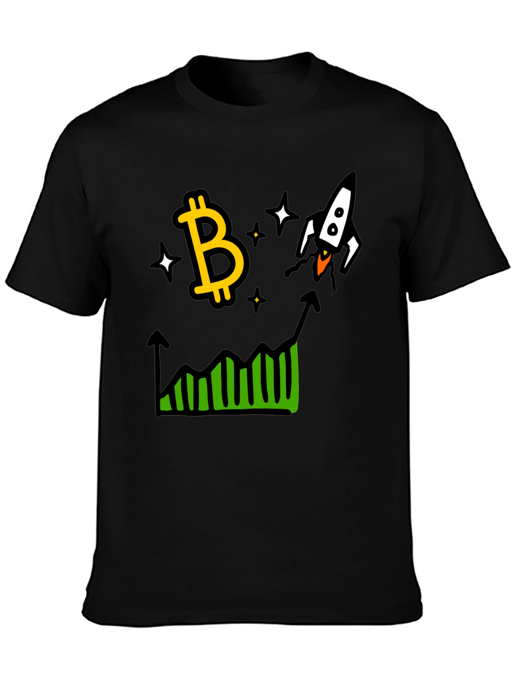 Bitcoin Rocket Chart Black T-Shirt