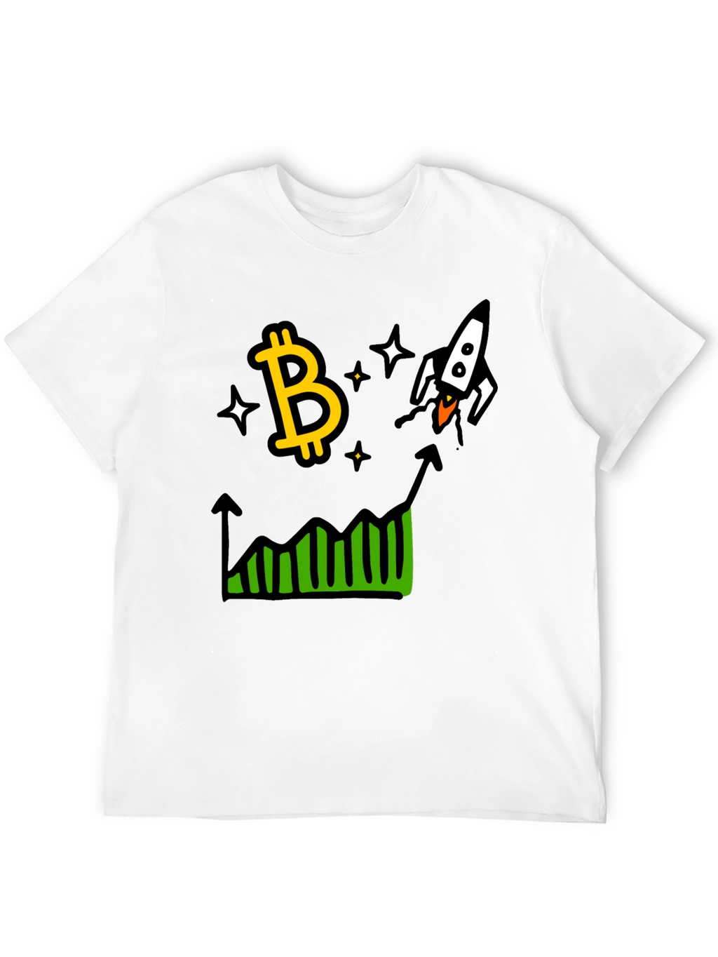 Bitcoin Rocket Chart Black T-Shirt