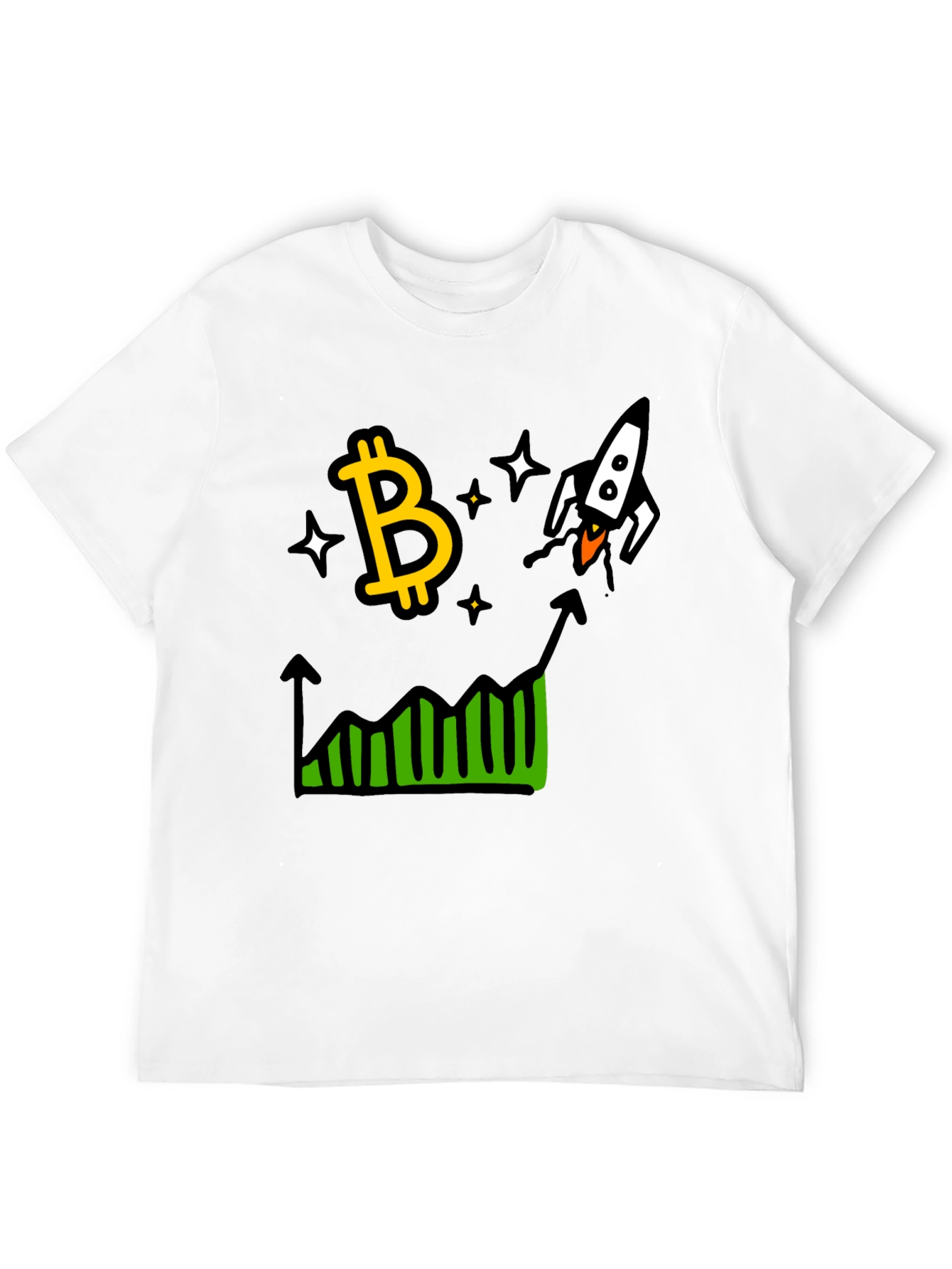 Bitcoin Rocket Chart Black T-Shirt