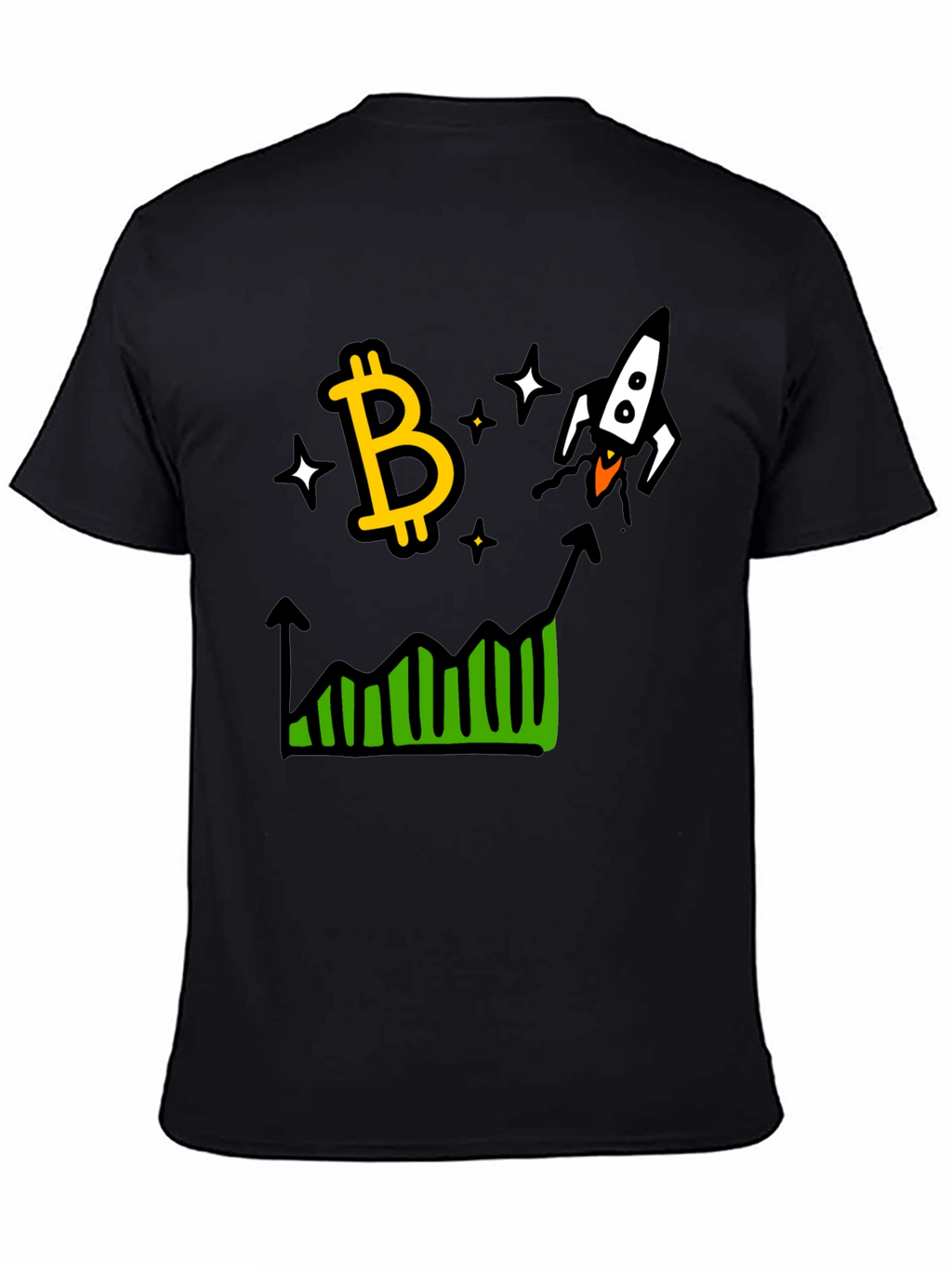 Bitcoin Rocket Chart Black T-Shirt