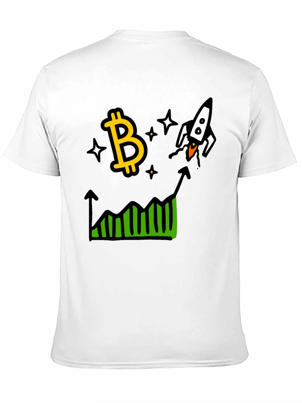 Bitcoin Rocket Chart Black T-Shirt