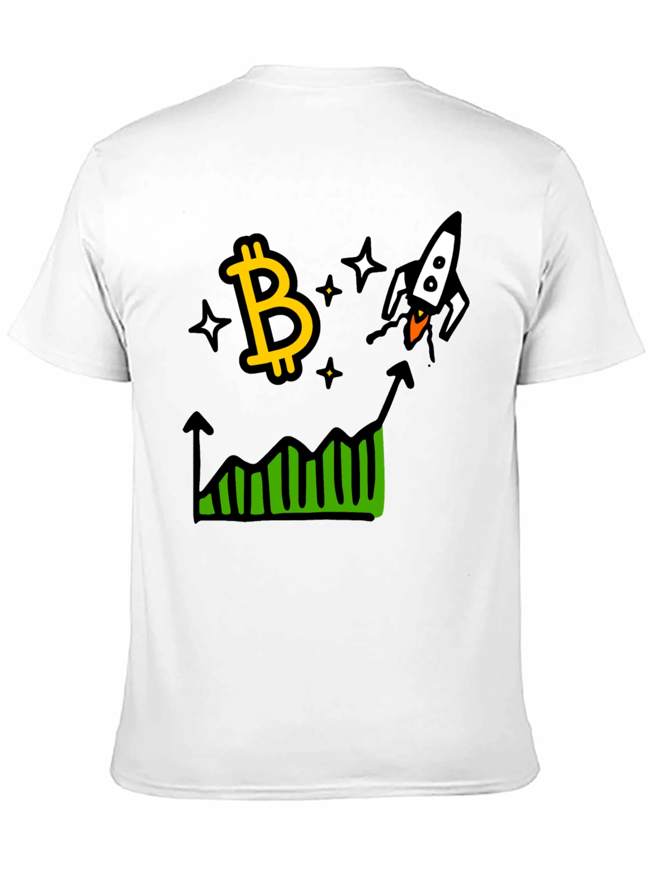 Bitcoin Rocket Chart Black T-Shirt