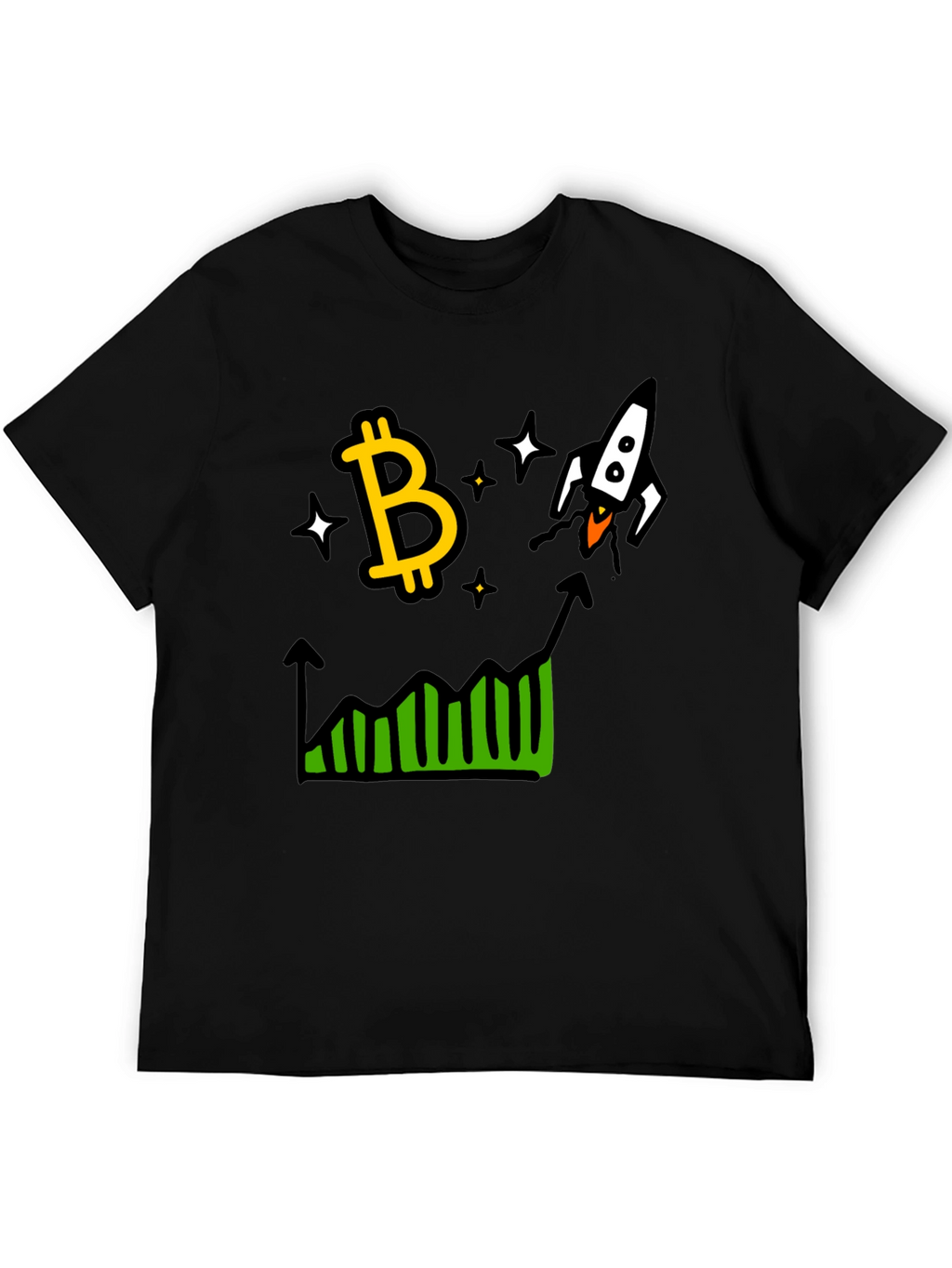 Bitcoin Rocket Chart Black T-Shirt