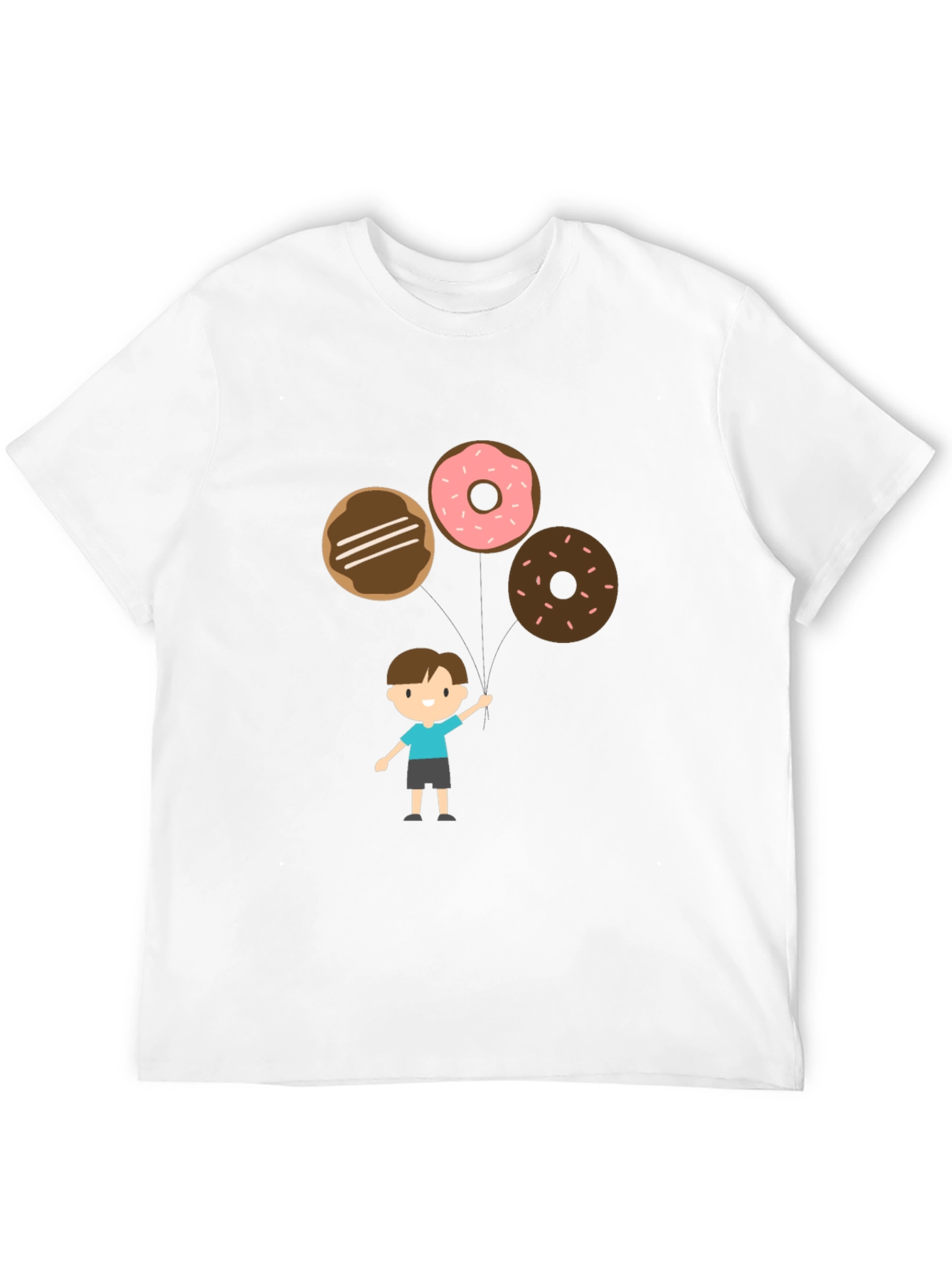 Cartoon Donut Balloon Graphic Tee - Black