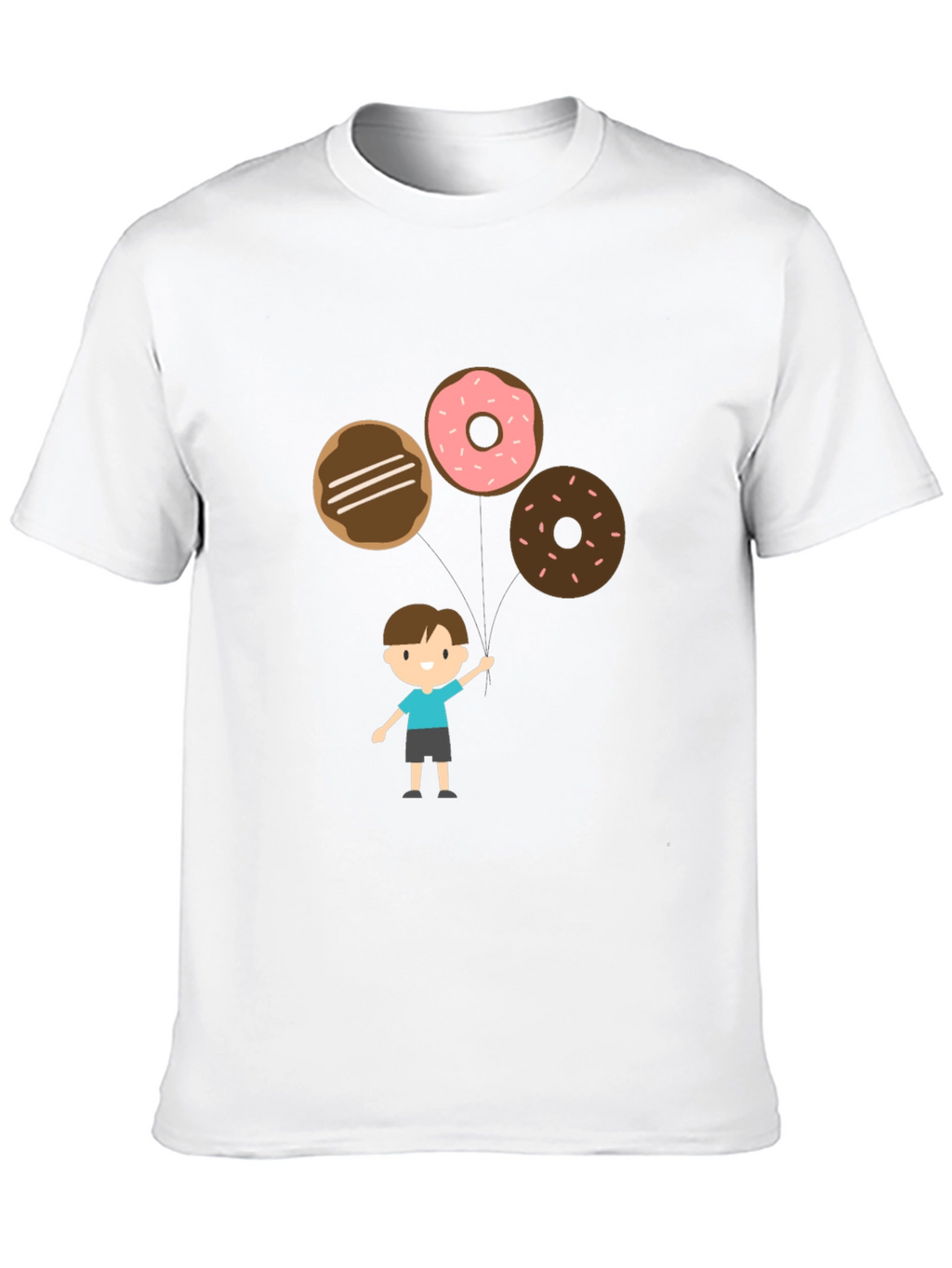 Cartoon Donut Balloon Graphic Tee - Black