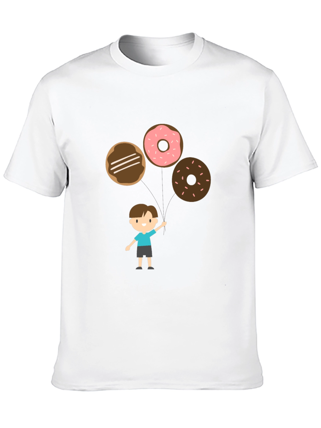 Cartoon Donut Balloon Graphic Tee - Black