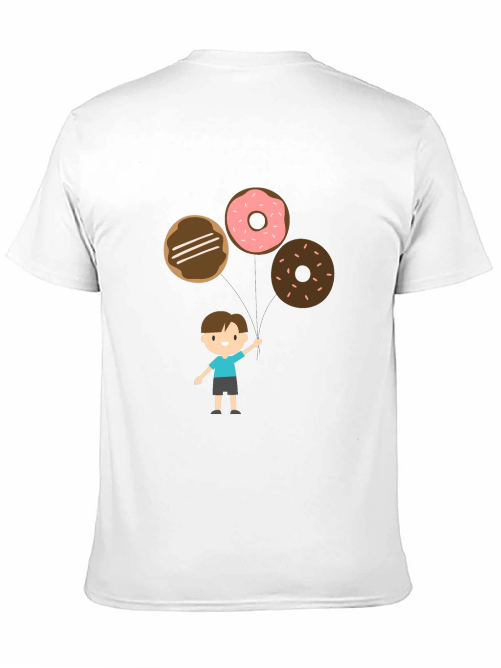 Cartoon Donut Balloon Graphic Tee - Black