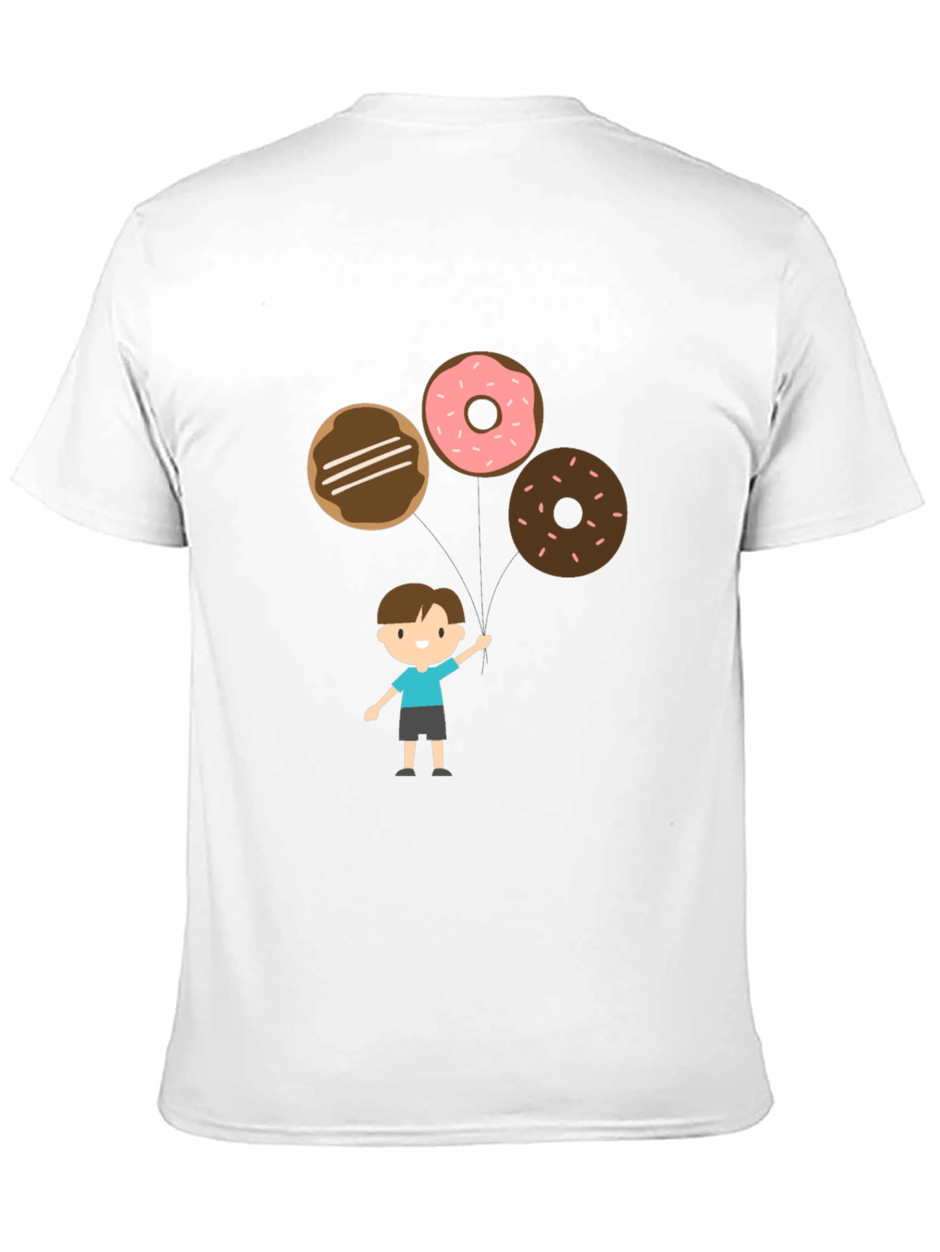 Cartoon Donut Balloon Graphic Tee - Black