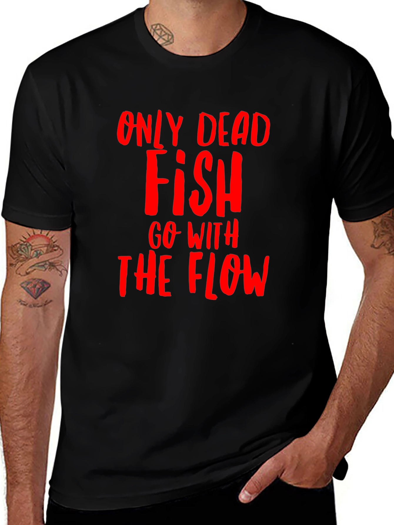 Only Dead Fish T-Shirt - Black Graphic Tee