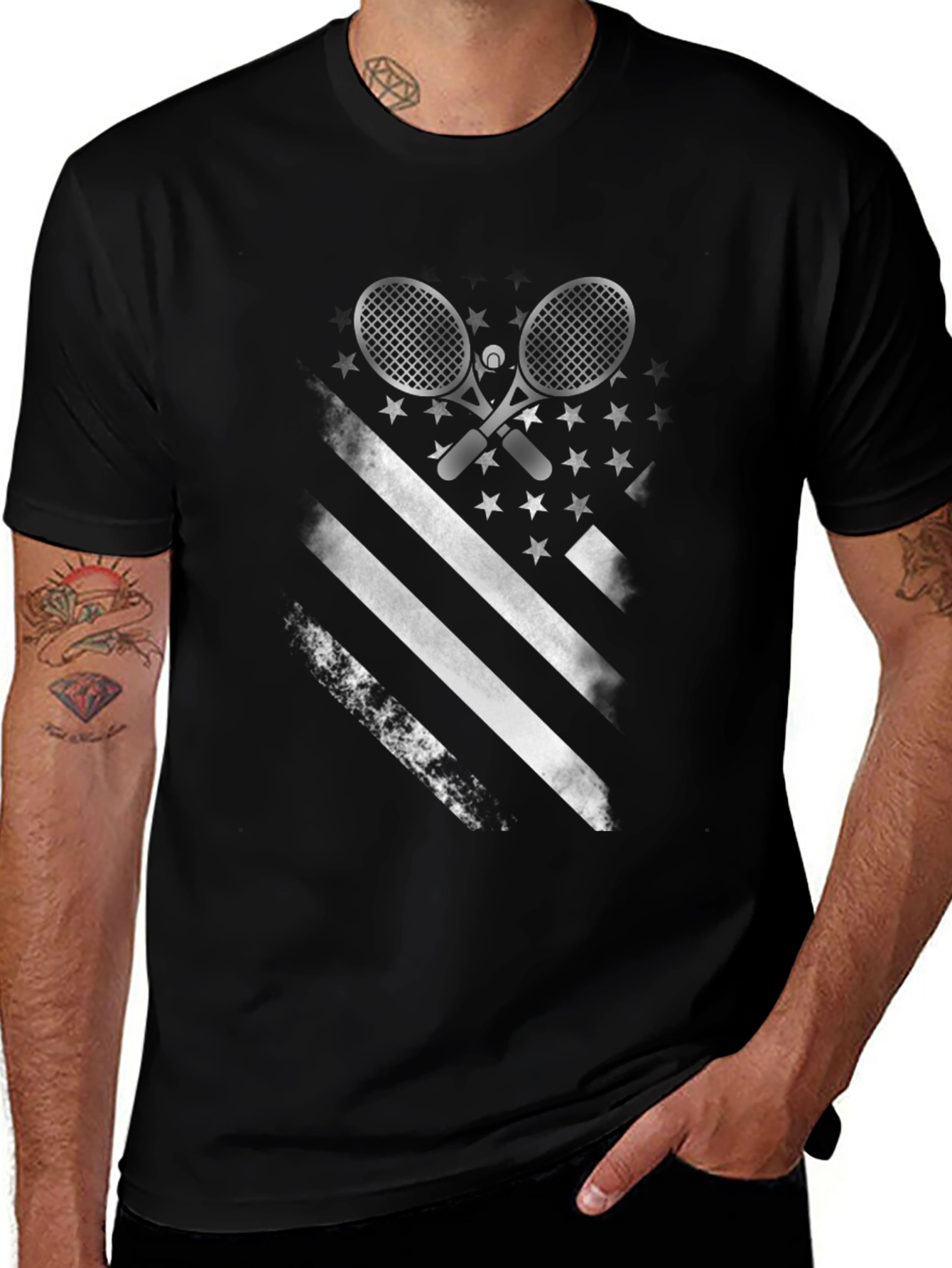 Tennis American Flag Graphic T-Shirt