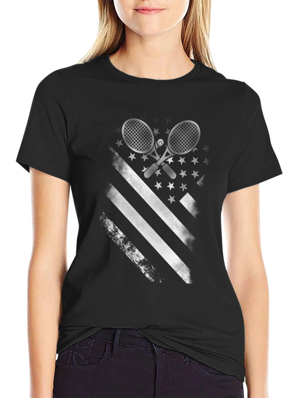 Tennis American Flag Graphic T-Shirt
