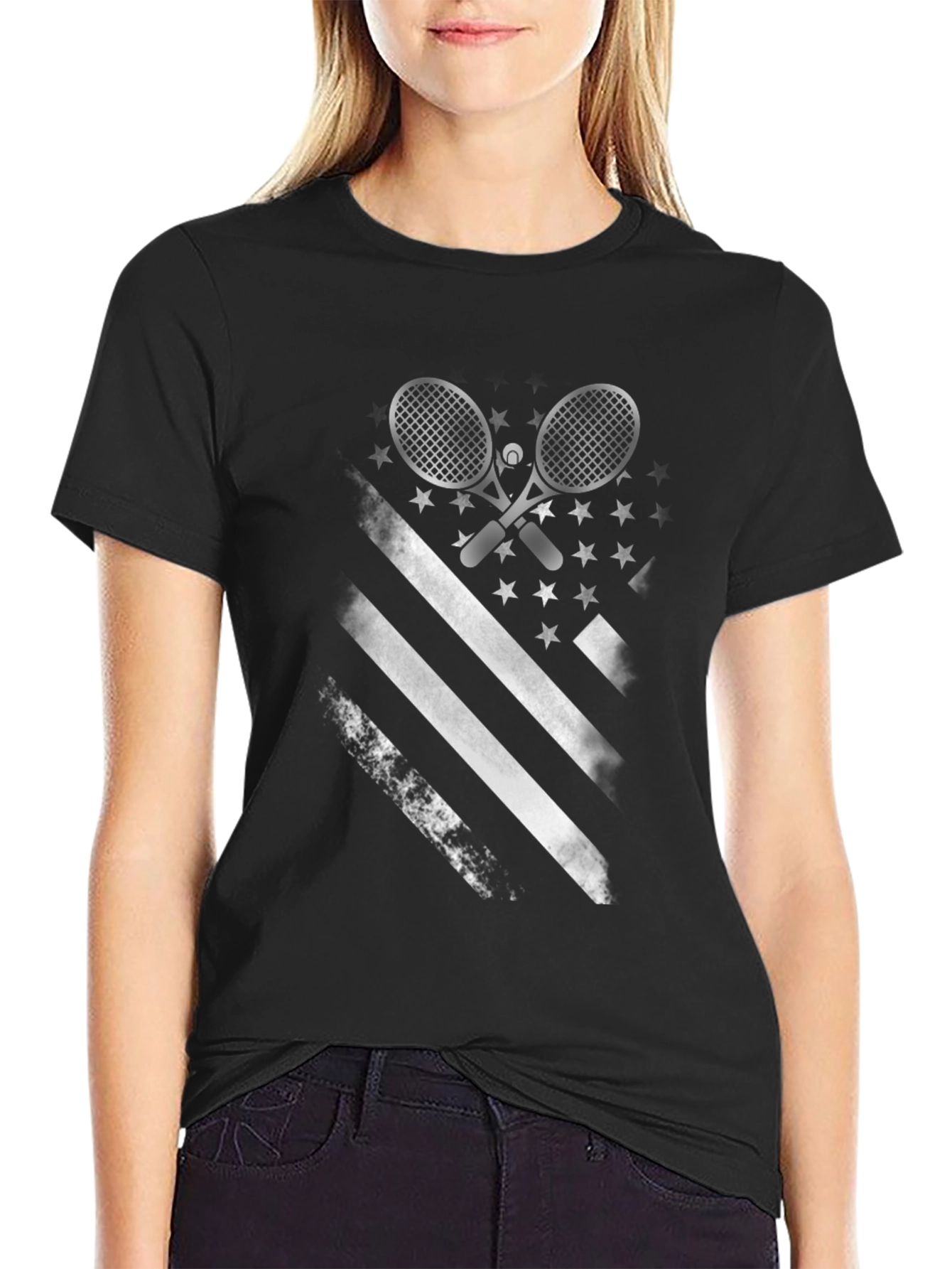 Tennis American Flag Graphic T-Shirt